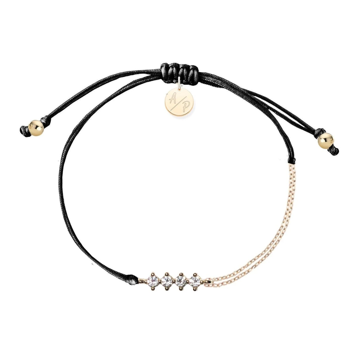 Adriana Pappas Designs Women's Cz Crystal Bar Bracelet On Colored Cord - Black In Black