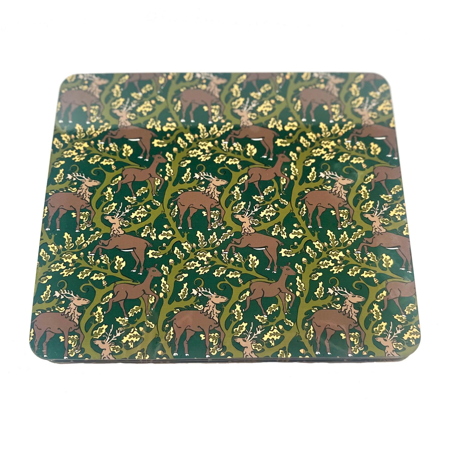Laura B Interiors Green The Jewel Wild Deer Set Of Four Placemats In Green
