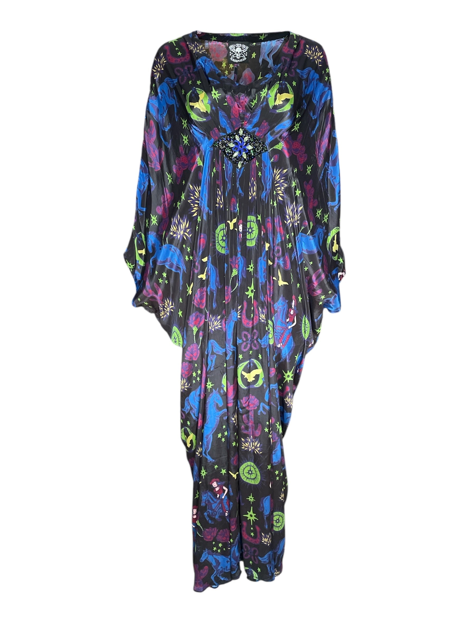 Any Old Iron Women's Black / Blue Multicolored Cowgirls Are Forever Beaded Dress In Black/blue