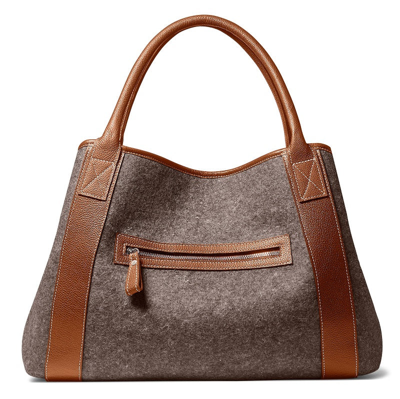 Women’s Grey / Brown Michelle Tote - Grey Wool Blend - Cognac Leather Modus Rio