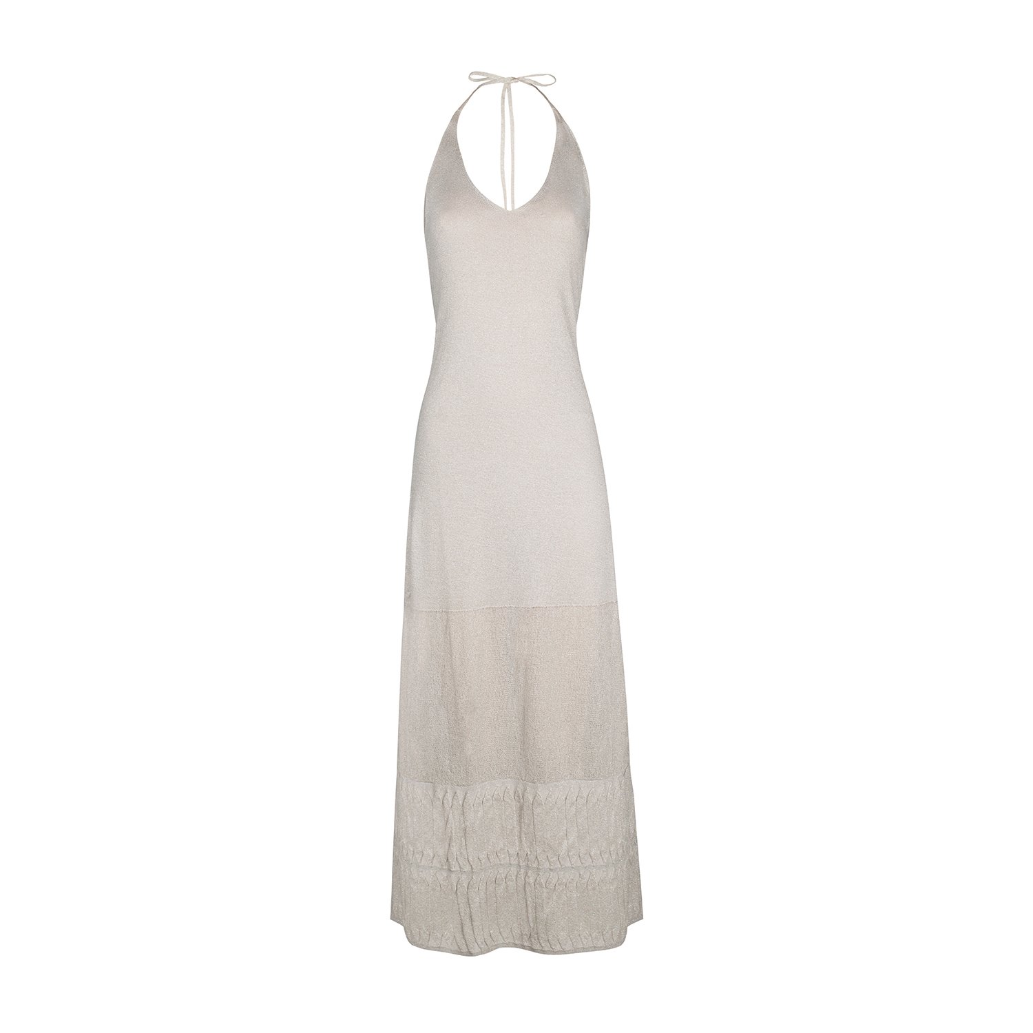 Anemoia Women's Miroir Silver Knit Maxi Dress In White