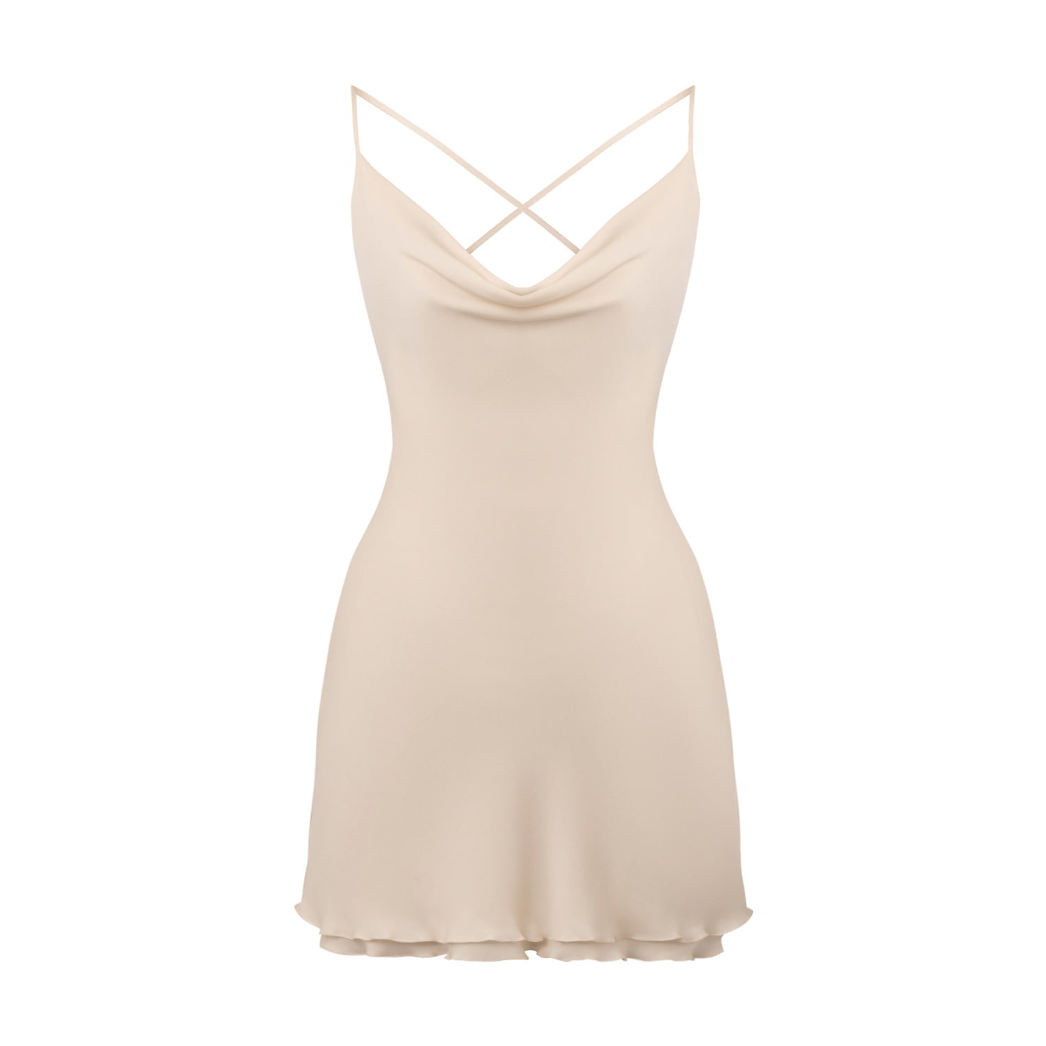 Lily Phellera Women's White Citadel Slip Mini Dress With Ruffle Hem In White