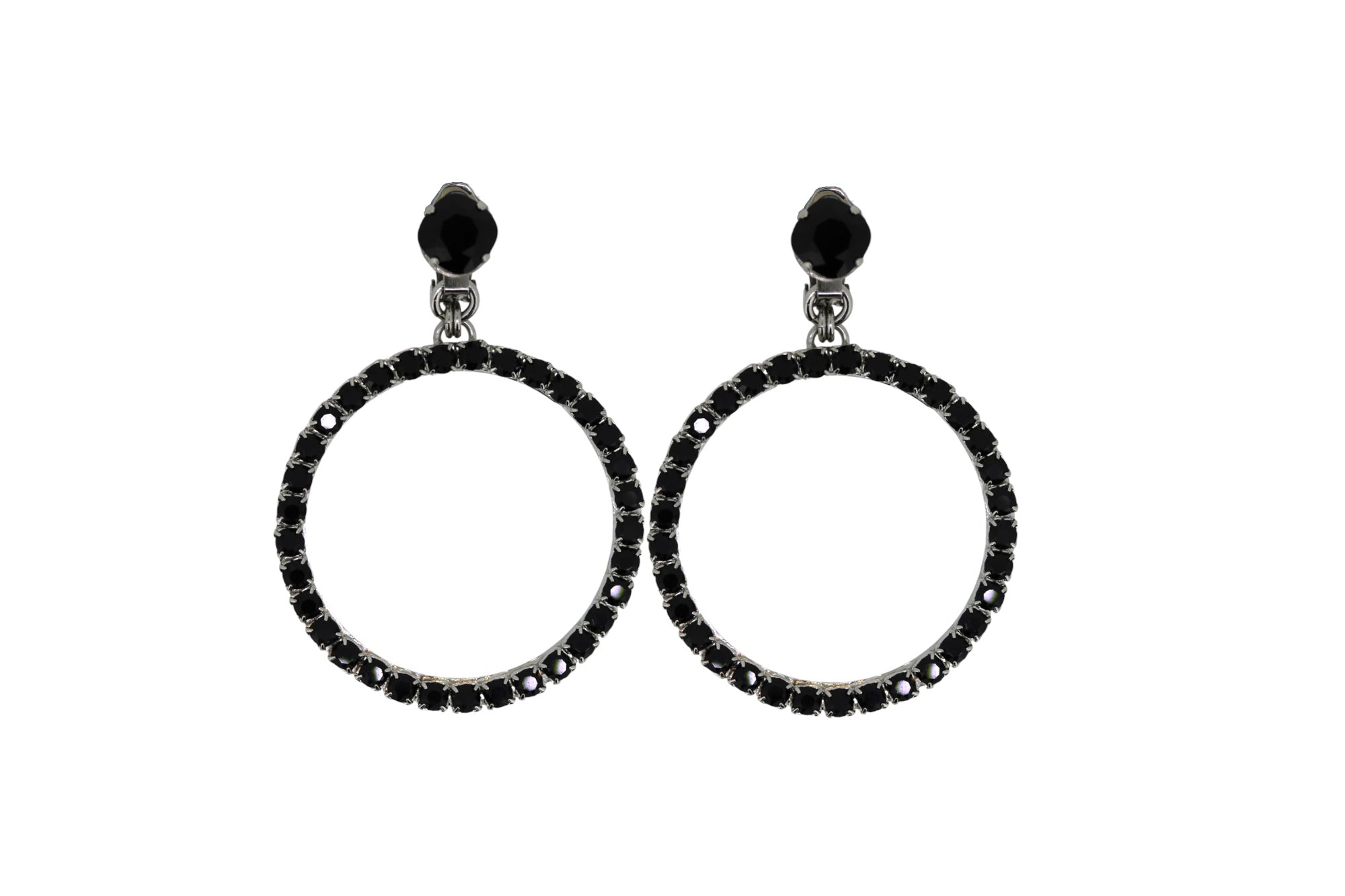 Vickisarge Women's The Medium Black Hoop Earrings In Platinum - Pierced In Black
