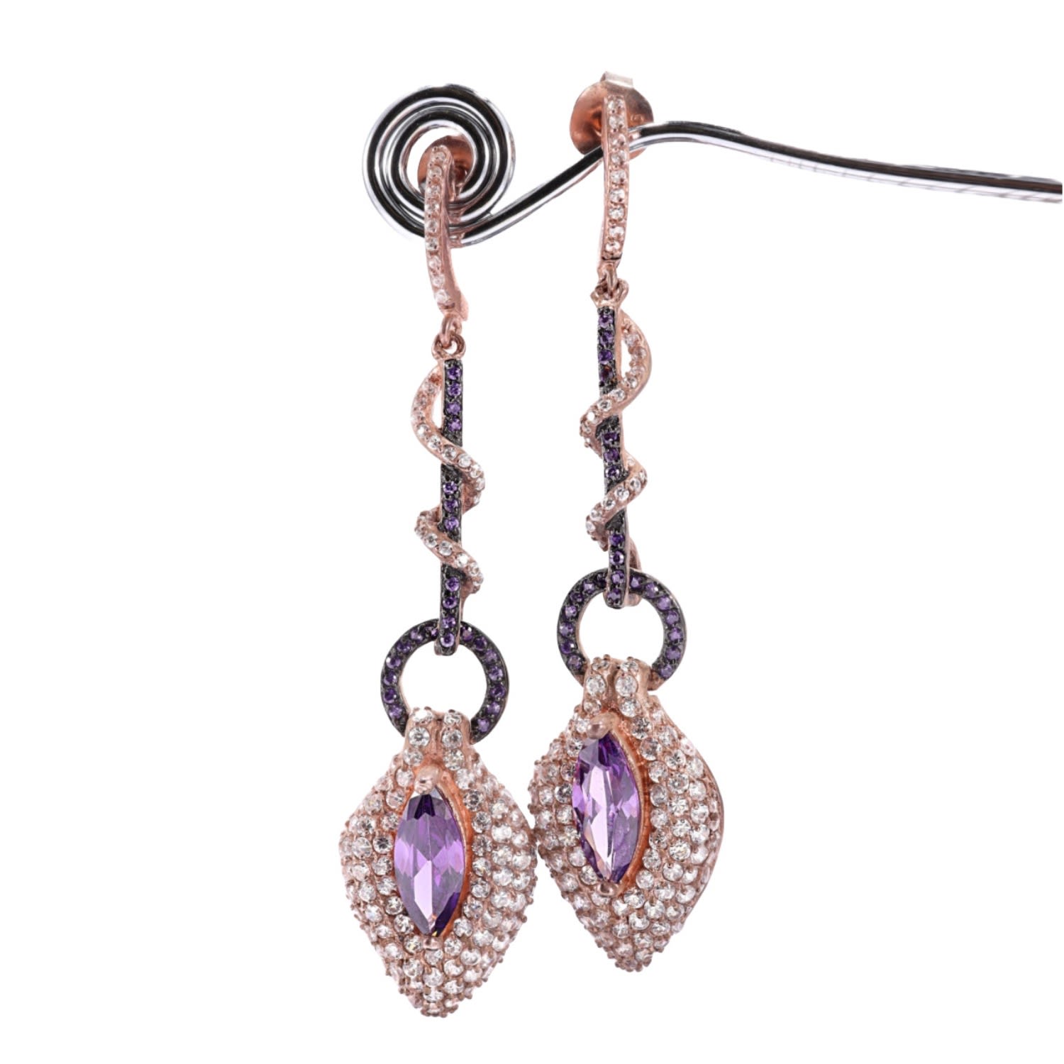Mineralgems ✩ Studio Women's Rose Gold / Pink / Purple Snake Earrings