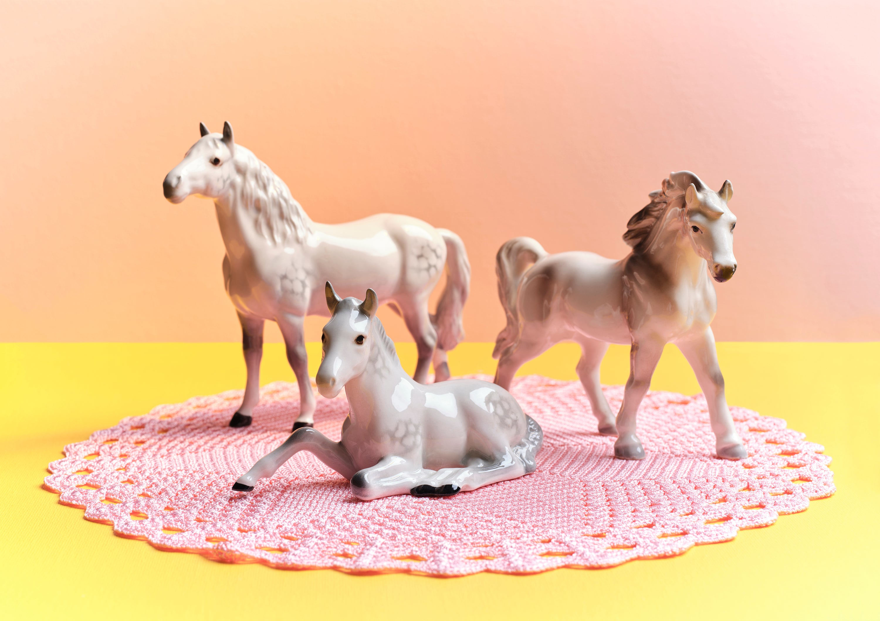 Ornament Art Pink / Purple / Yellow Nana's House, Pastel Horses Giclée Photo Print
