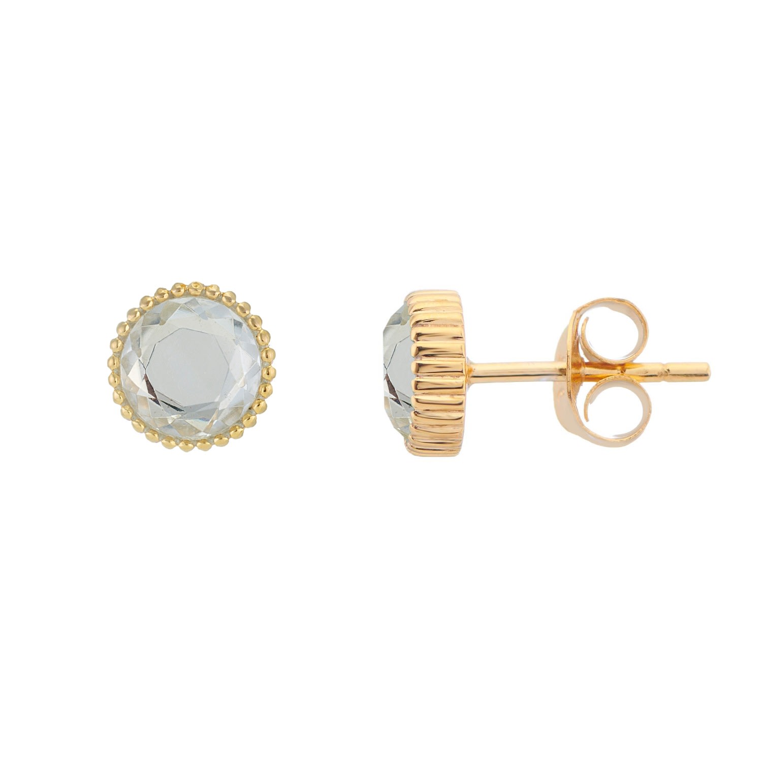 Auree Jewellery Women's Neutrals / Gold / White Barcelona April Crystal Gold Vermeil Birthstone Stud Earrings