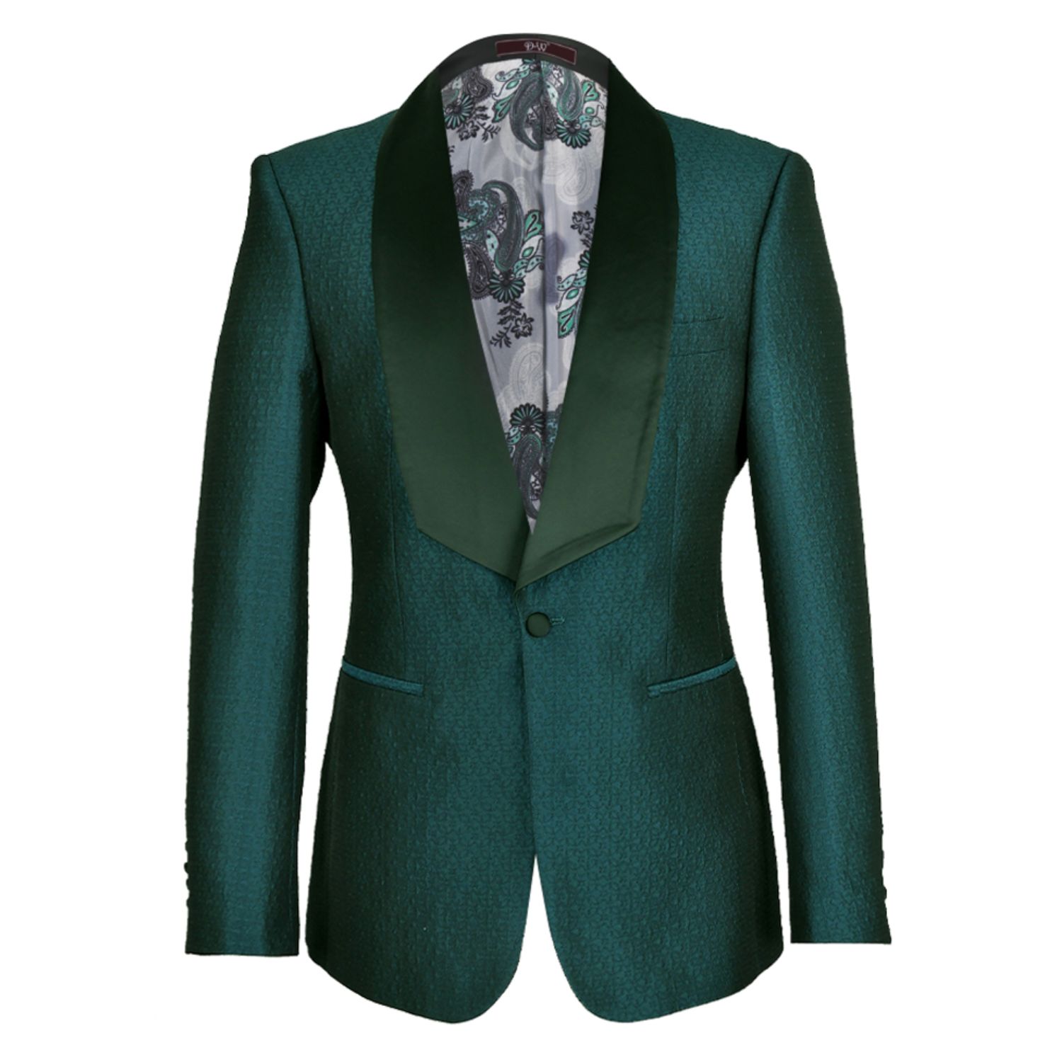 Men’s David Wej Signature Satin Shawl Lapel Blazer- Green M