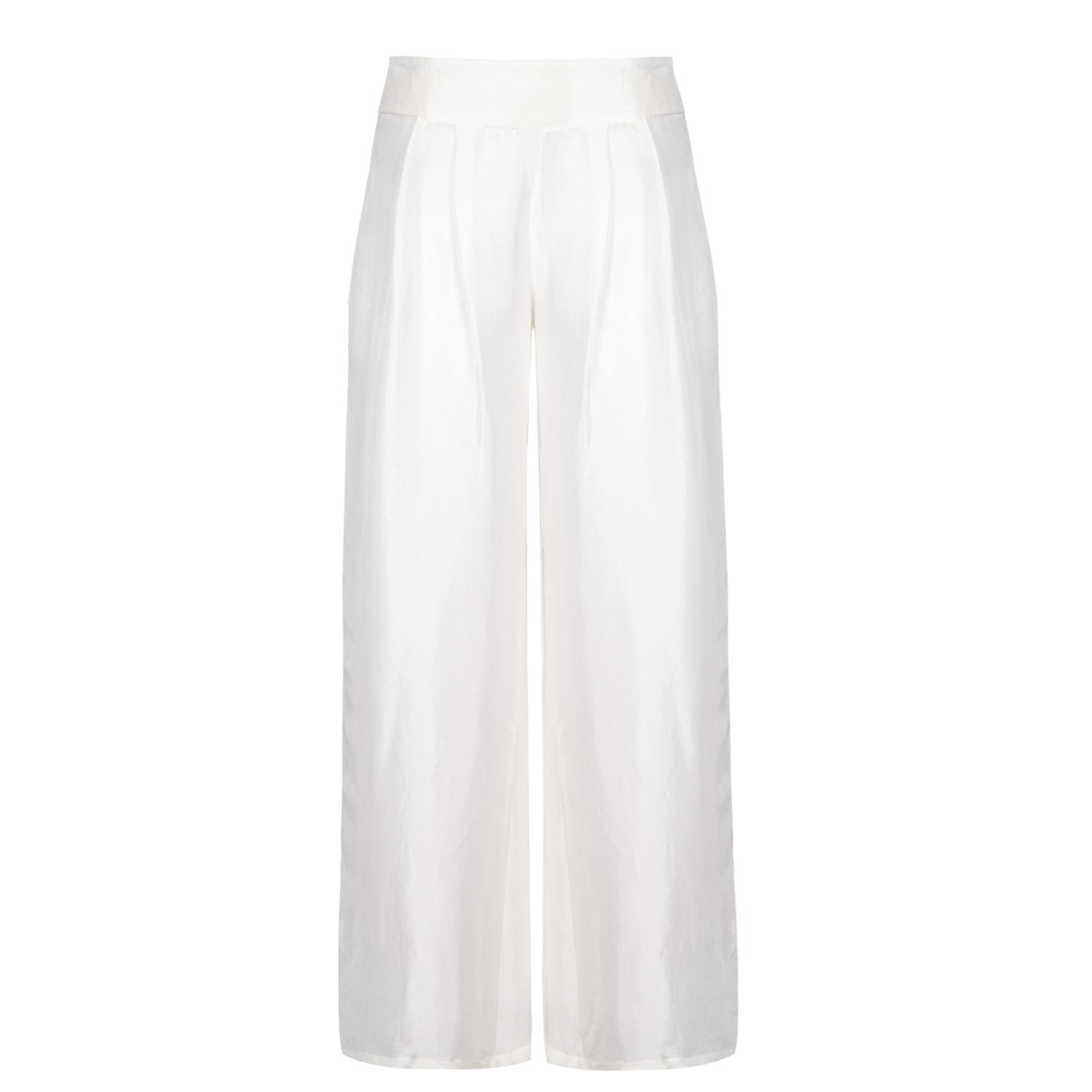 Women’s White / Neutrals White Pure Silk Trousers Small Sevenmuses