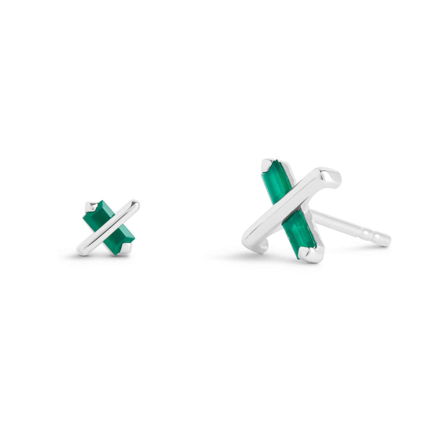 Kasun Women's Silver / Green Butterfly Kiss Earrings - May - Green Agate - Silver