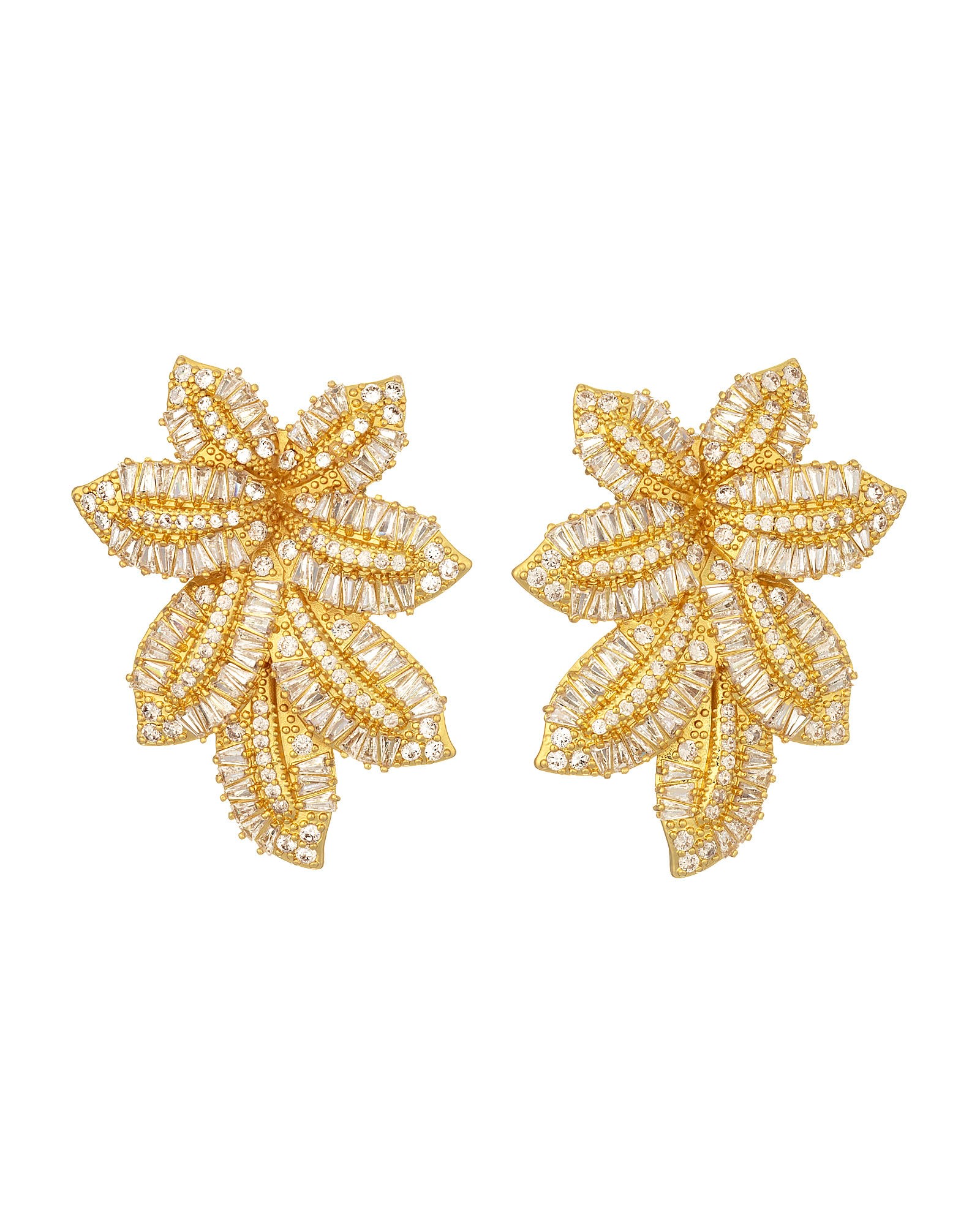 Women’s Crystal Leaf Earrings Gold Crystals and Co