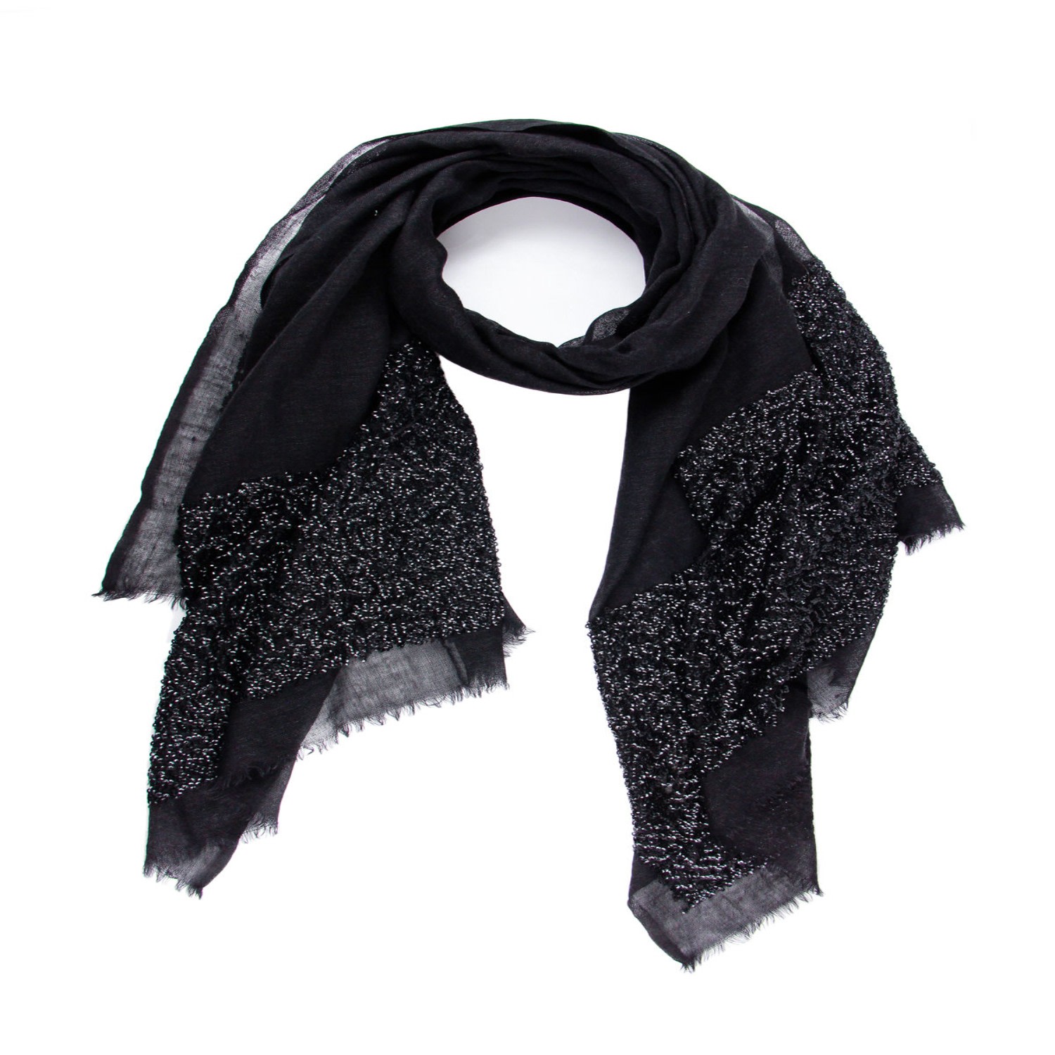 Saachi Women's Wool Sparkle Black Scarf In Black
