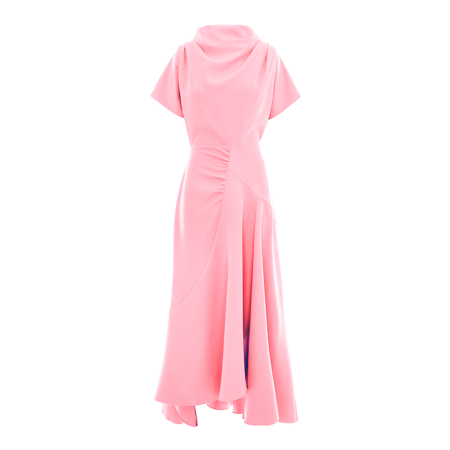 Concept A Trois Women's Pink / Purple Powder Pink Dress With Draped Front And Collar