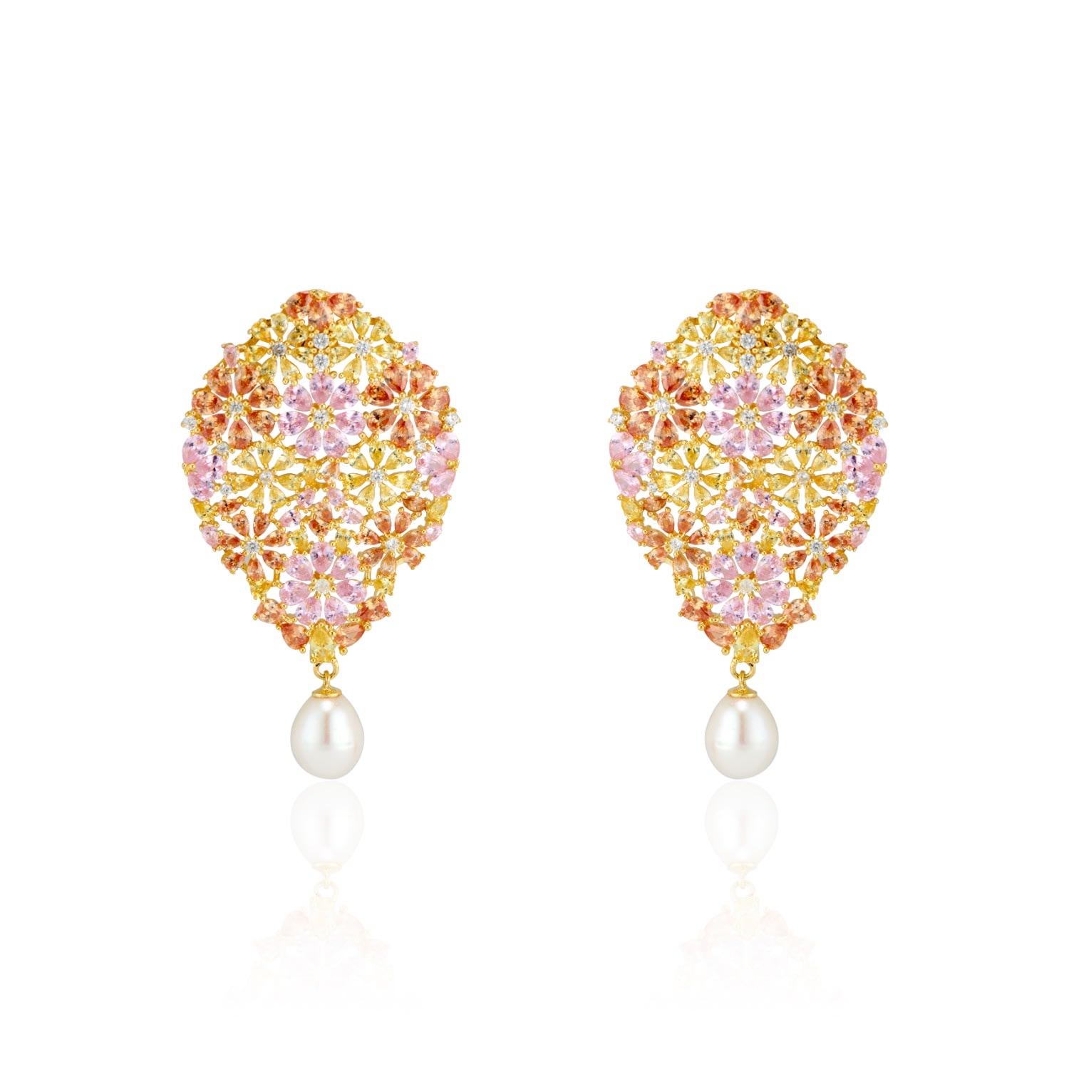Callista By Vinita Women's Yellow / Orange Floral Bliss Earrings