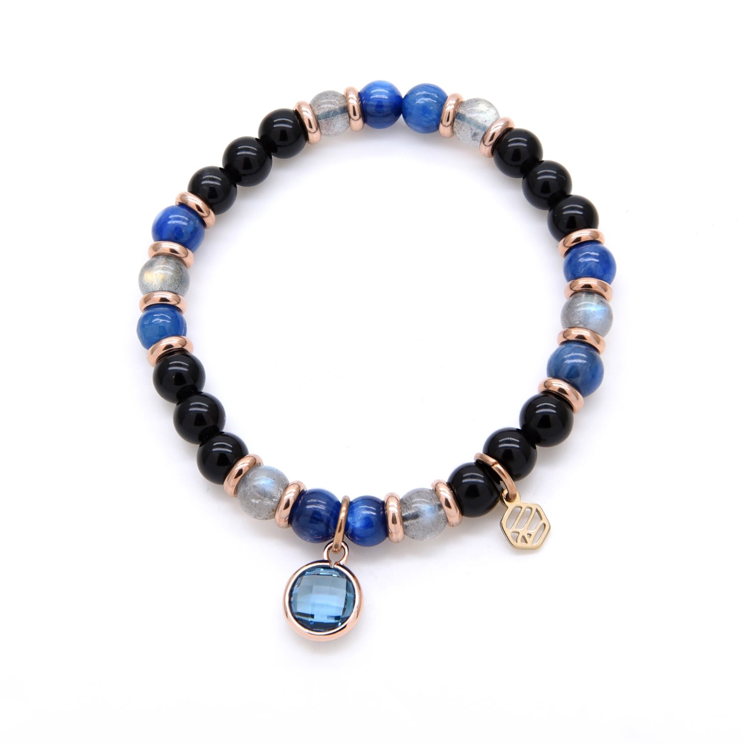 Women’s Kyanite Moonstone Black Obsidian Beaded Bracelet With Swiss Blue Topaz Jadeite Atelier