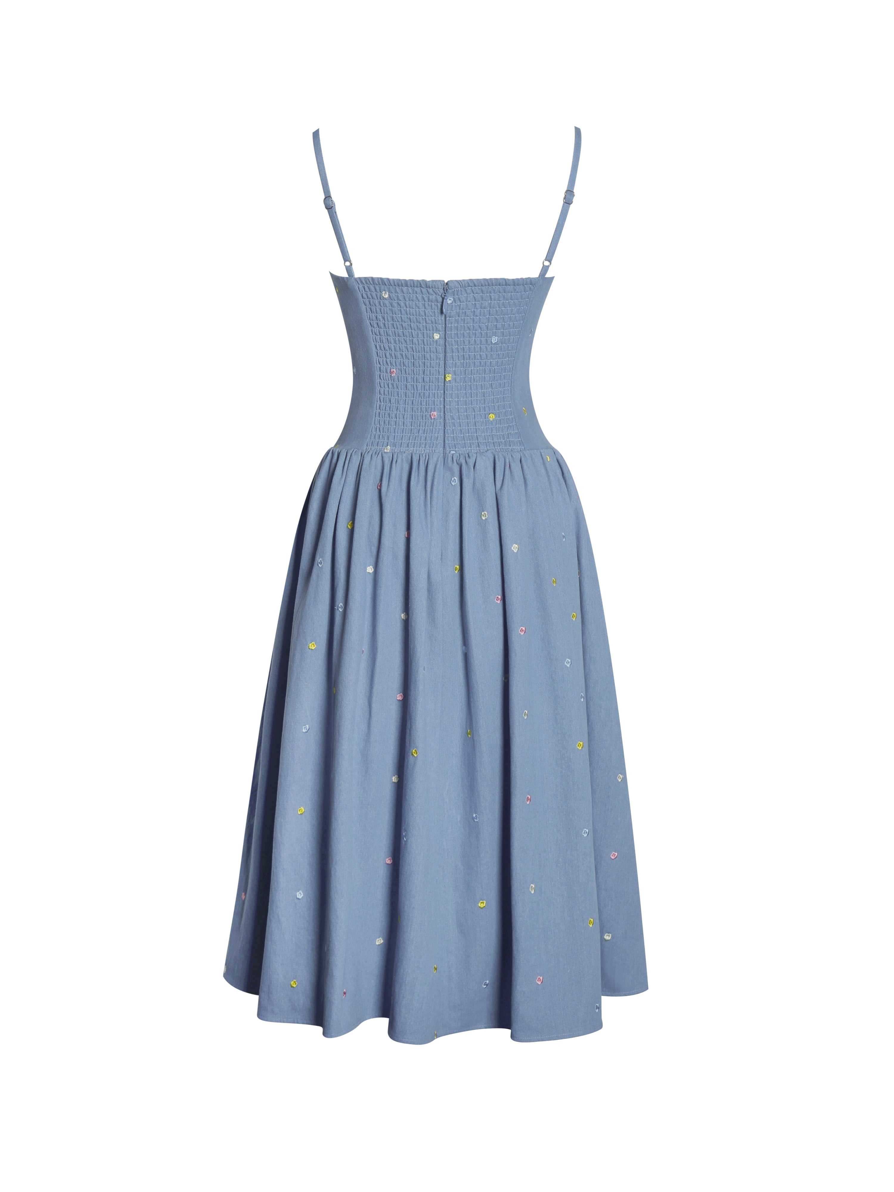 green emerald velvet dress Z Supply Women's Dani Embroidered Midi Dress – Saint Bernard main image 0