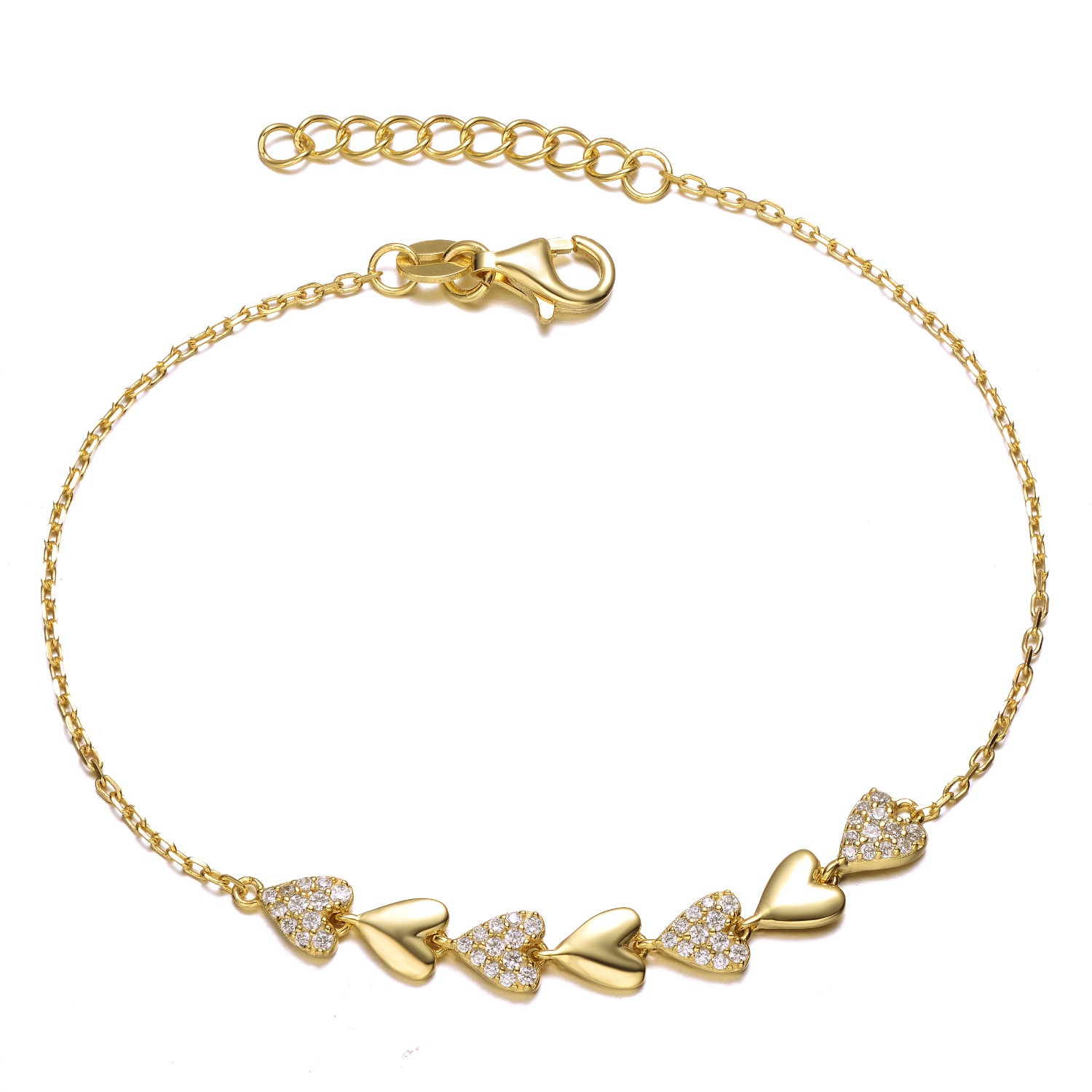 Diamond Sideways Heart Link Bracelet 1/4 ct tw Sterling