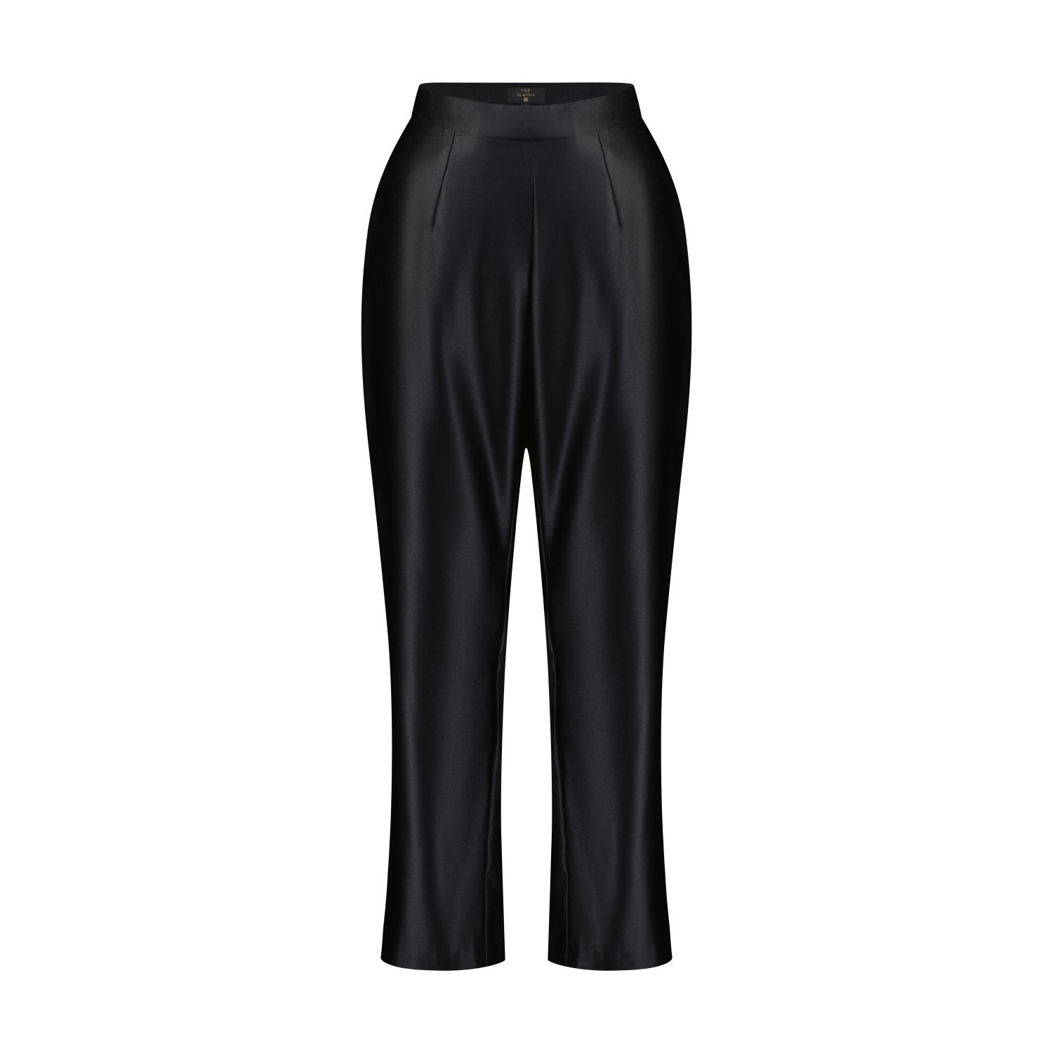Azzalia Women's Black Classic Cigarette Satin Silk Pants In Black