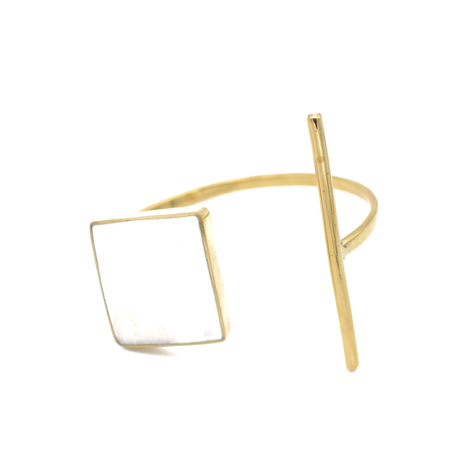 Lala Salama Women's Gold / White White Mraba Cuff In Multi