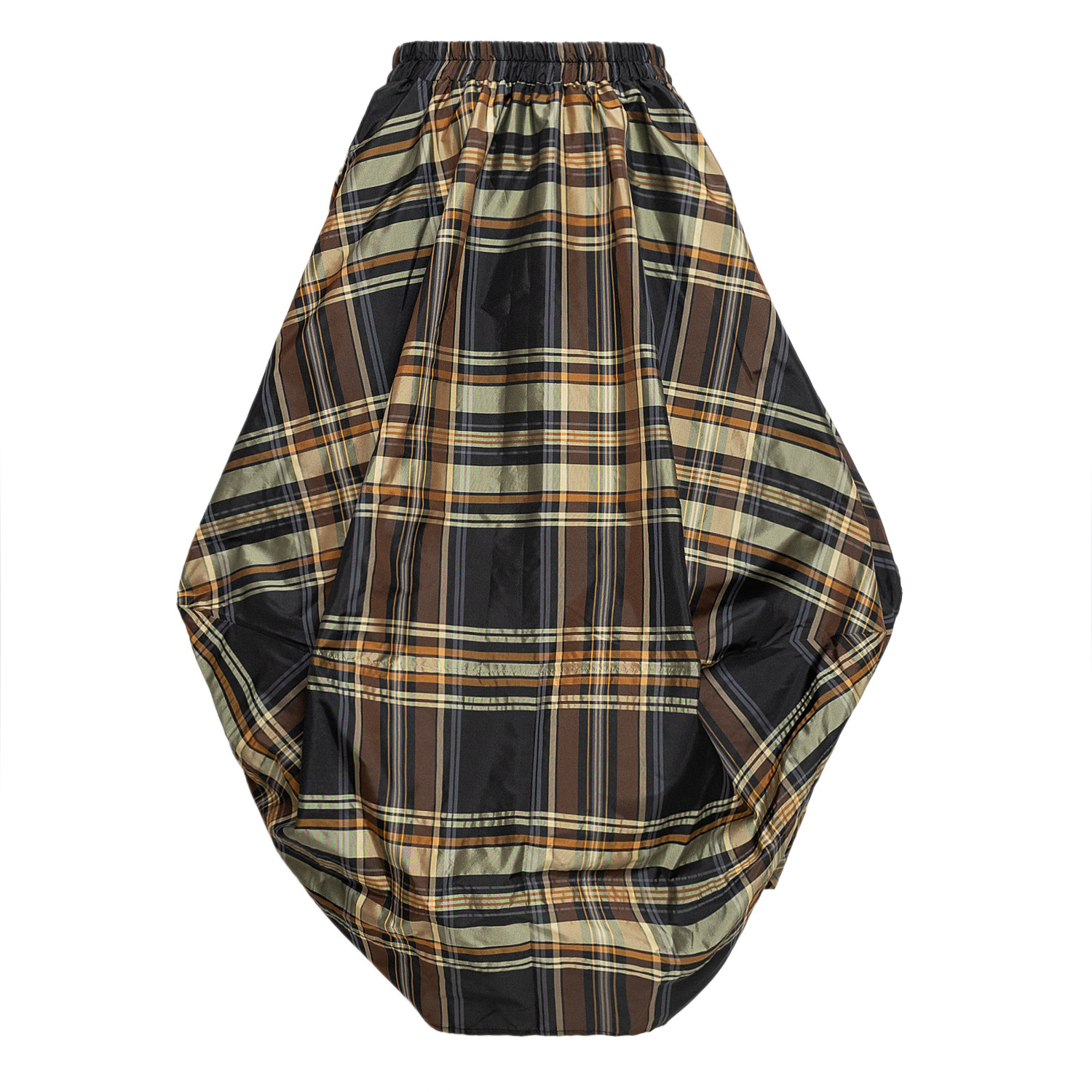 Bianca Popp Women's Black / Brown / Green Balloon Skirt In Brown And Black Taffeta In Multi