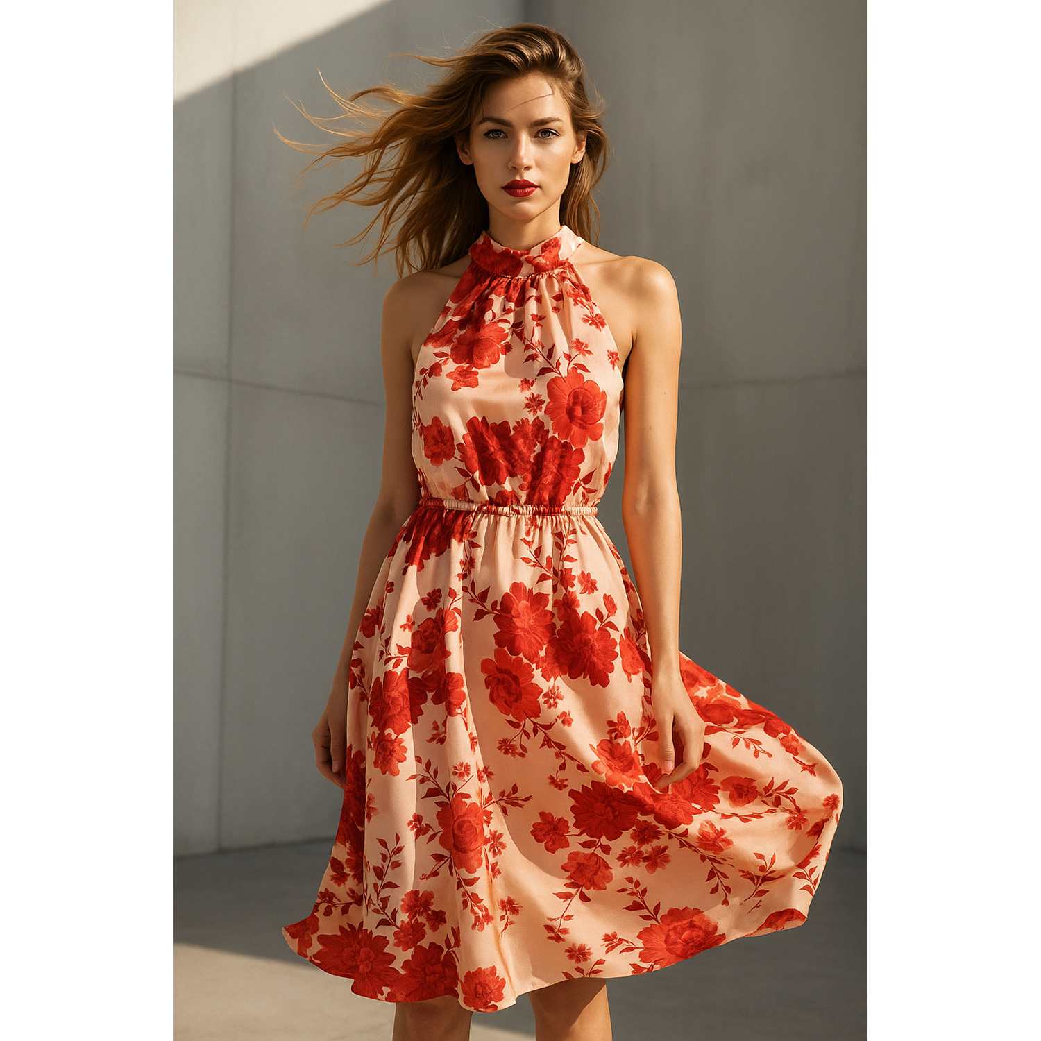 prom dress jovani Long Chiffon Ruffled Prom Dress with Lace-Up Corset Red / 00
