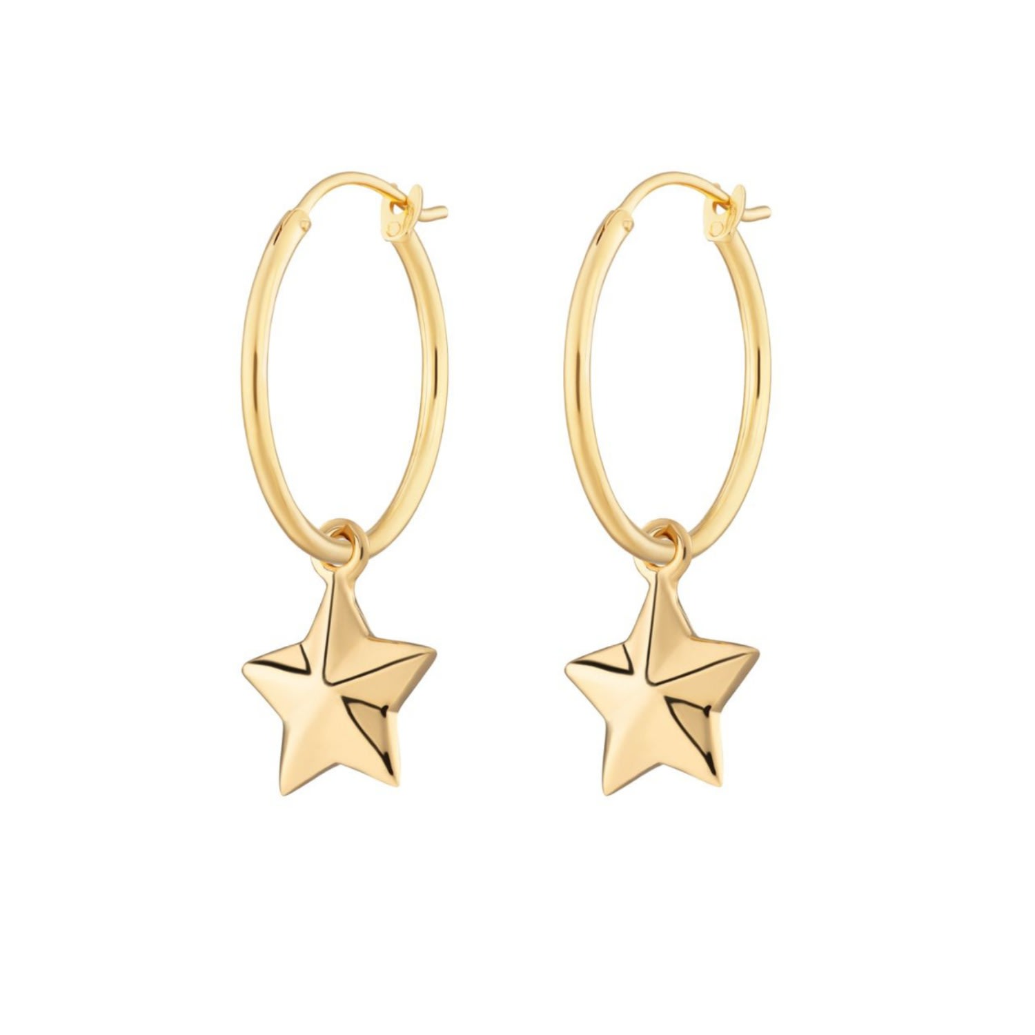 Women’s Gold Plated Faceted Star Charm Hoop Earrings Lily Charmed