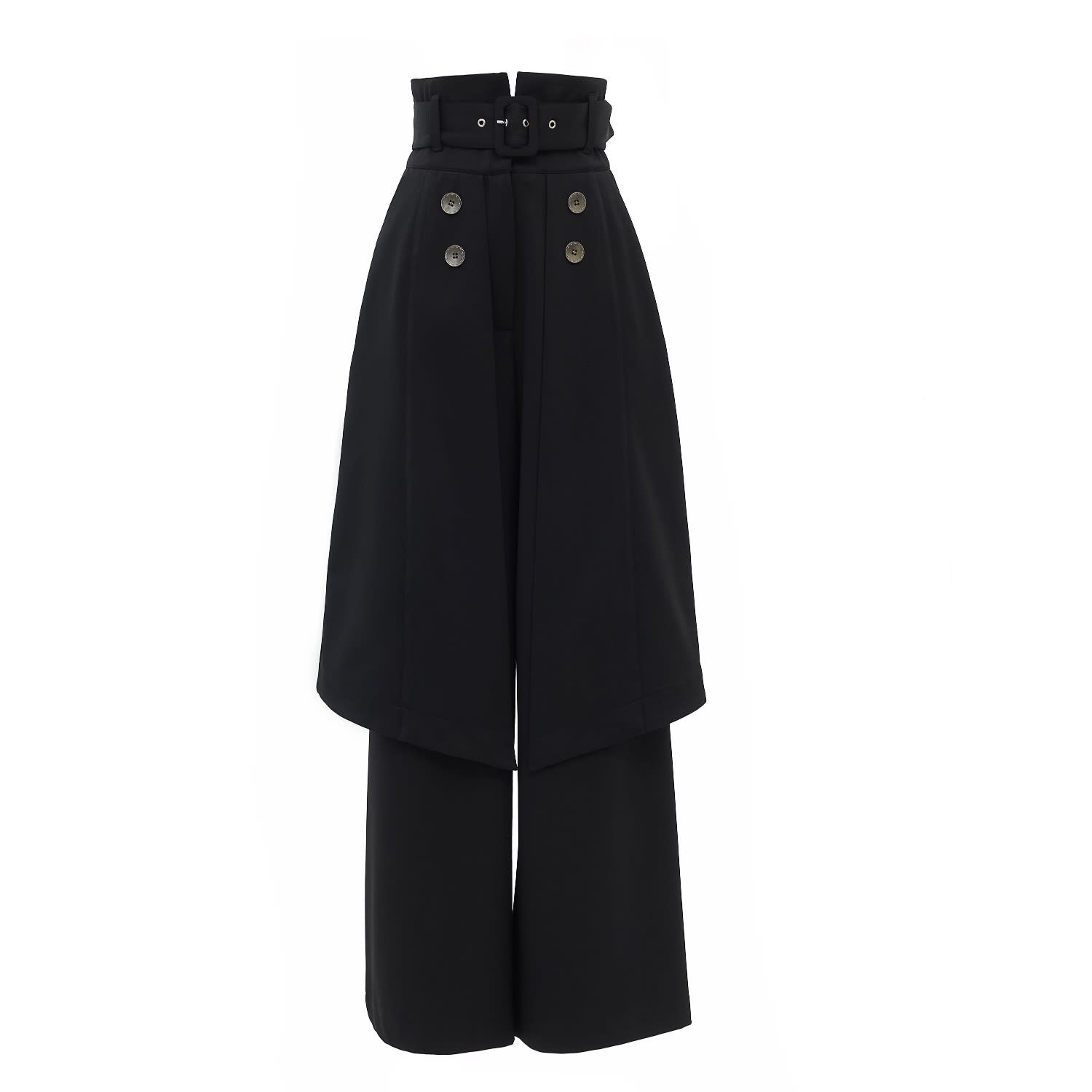 Wide Leg Trousers With Skirt Overlay Black | Julia Allert