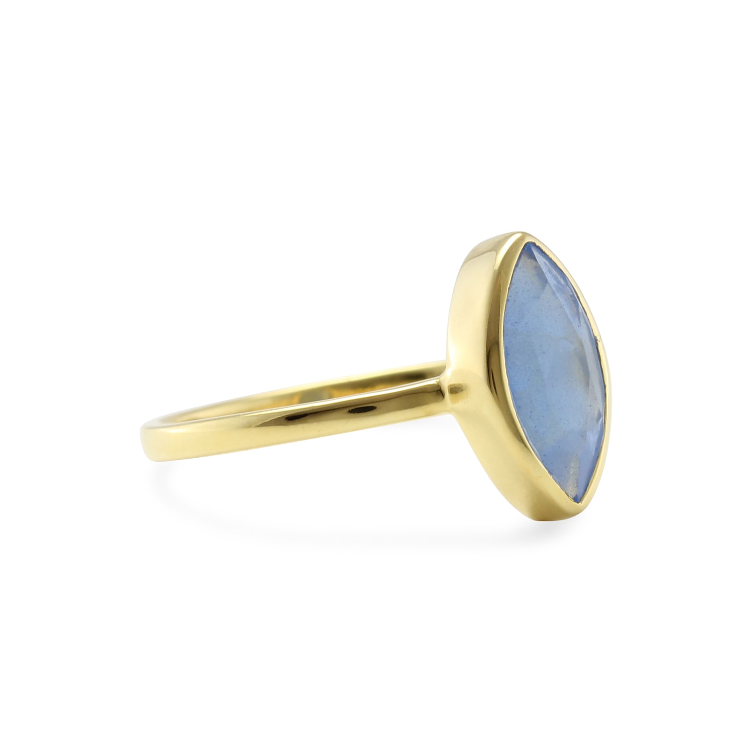 Isla Silver Women's Gold / Blue Deep Blue Chalcedony Gold Ring