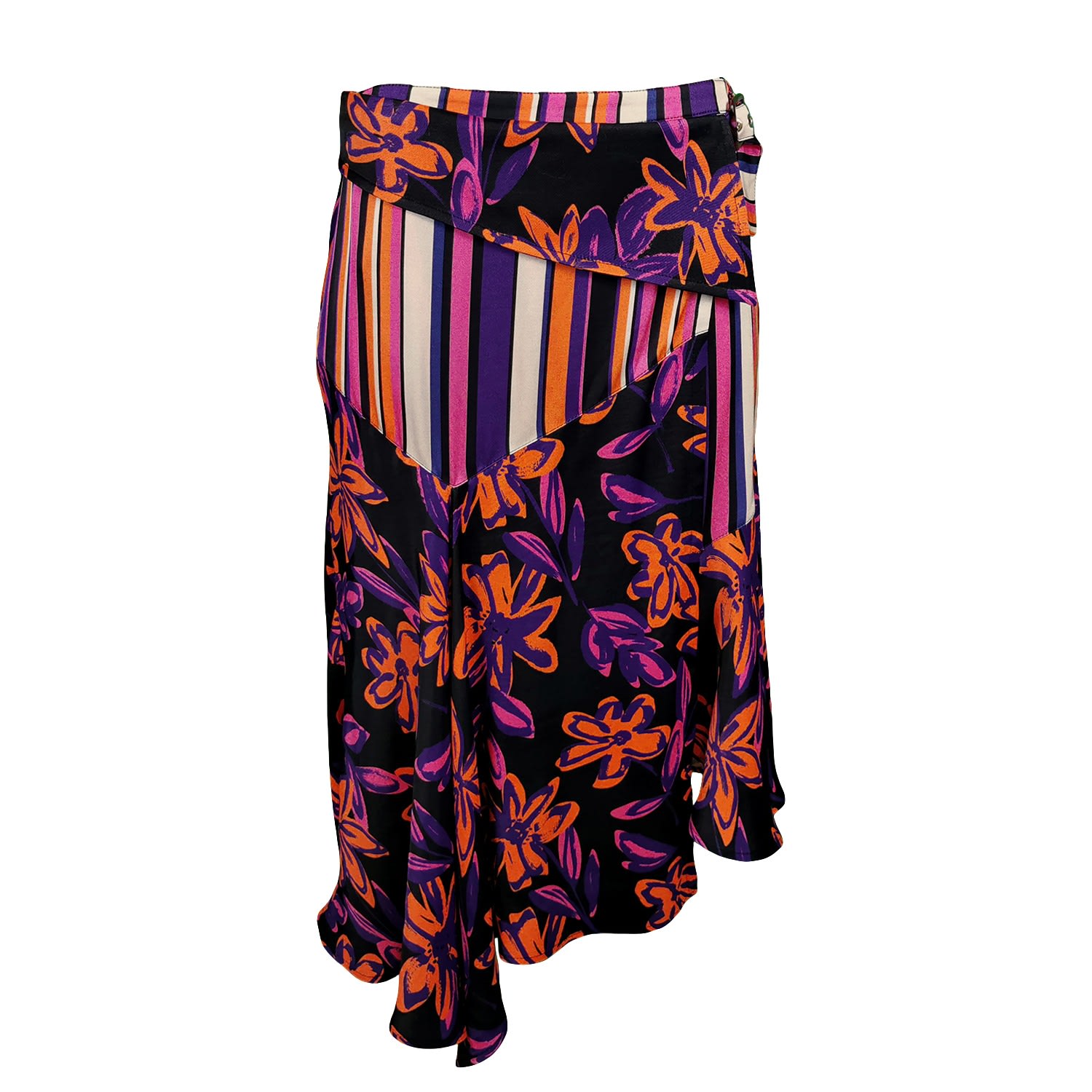 Women’s Floral Asymmetrical Drape Skirt Large Lalipop Design