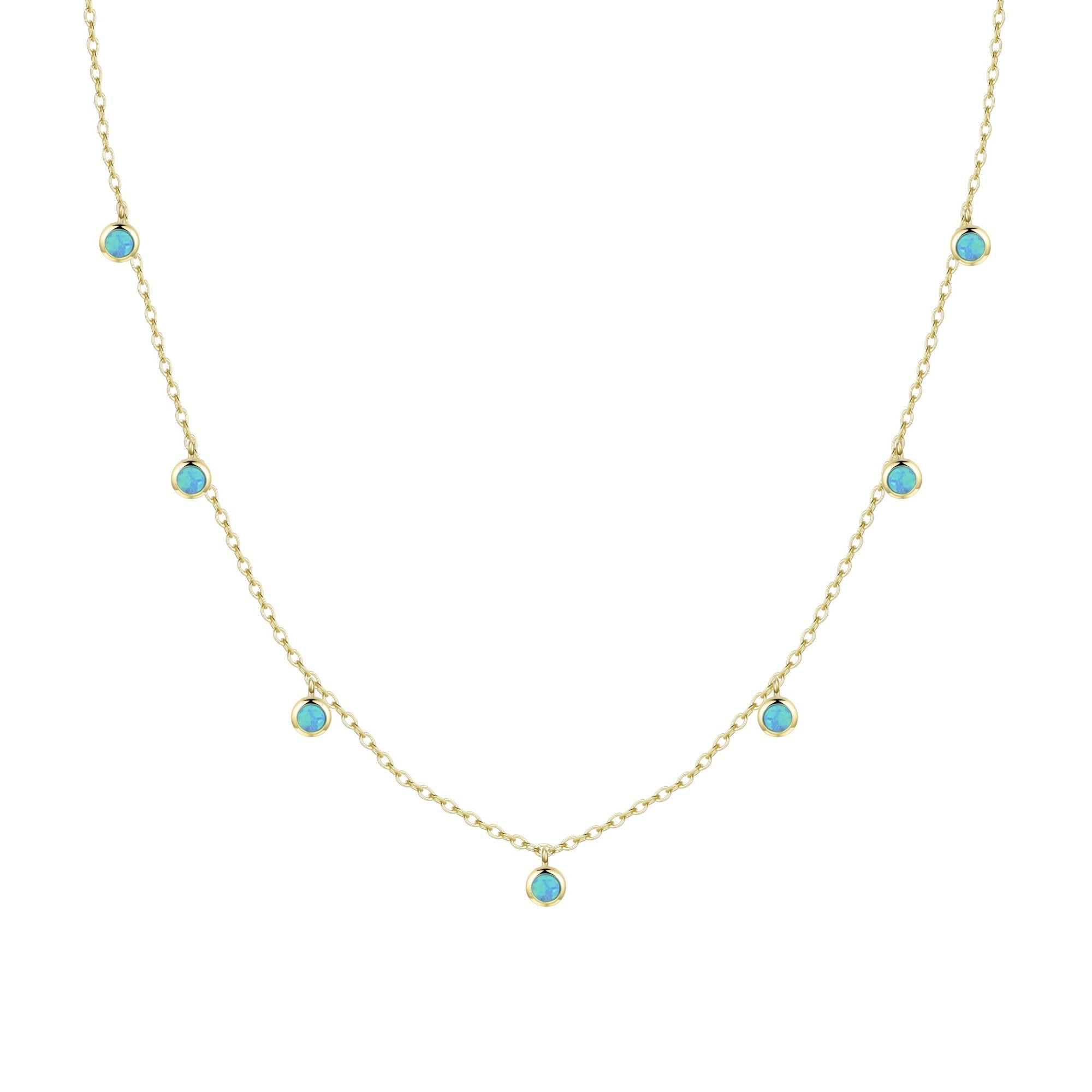 Kamaria Women's Opal Dew Drops Reversible Layering Necklace - Blue In Blue