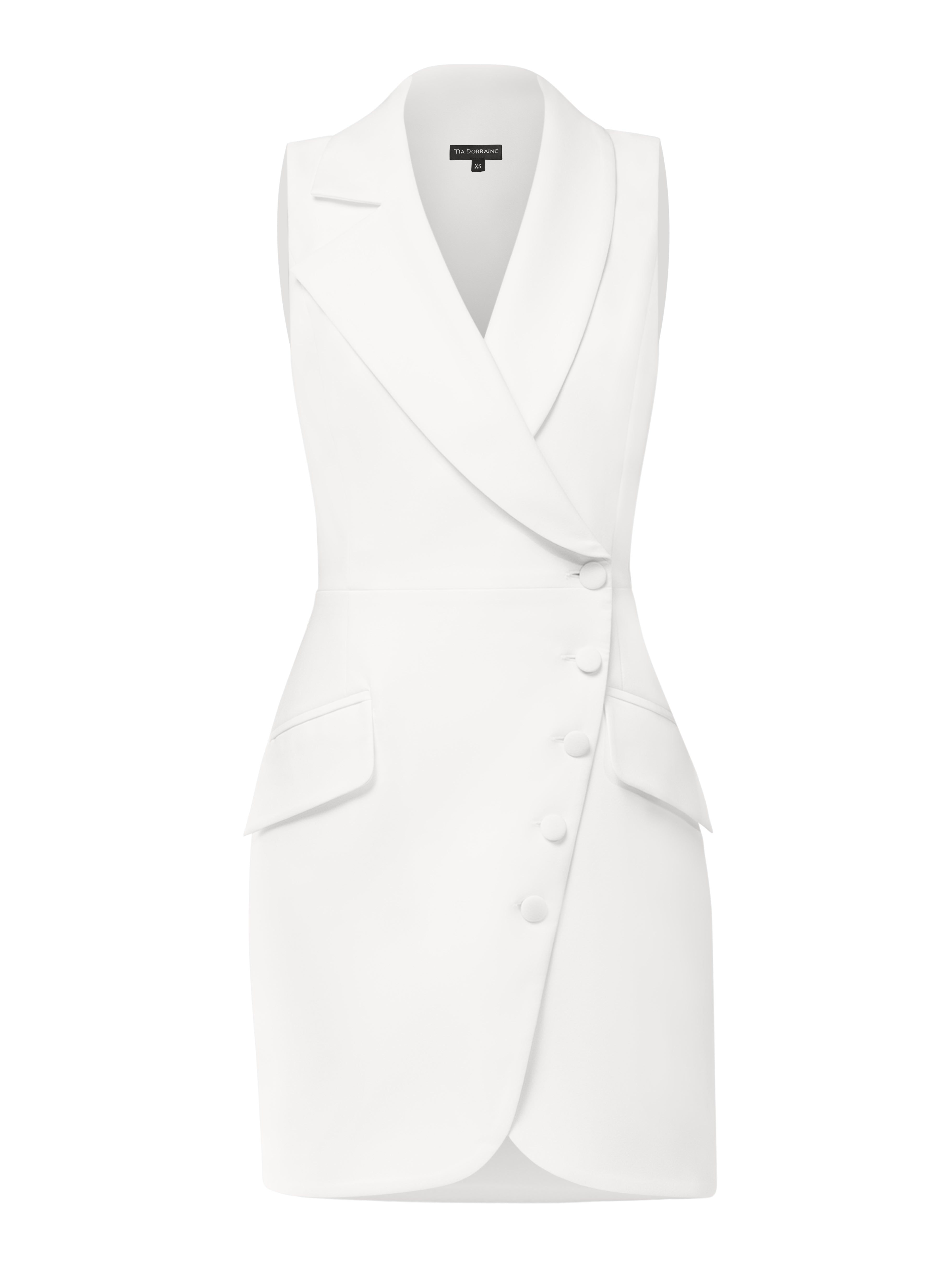 Tia Dorraine Women's Significant Other Sleeveless Blazer Mini Dress - Pearl White In White