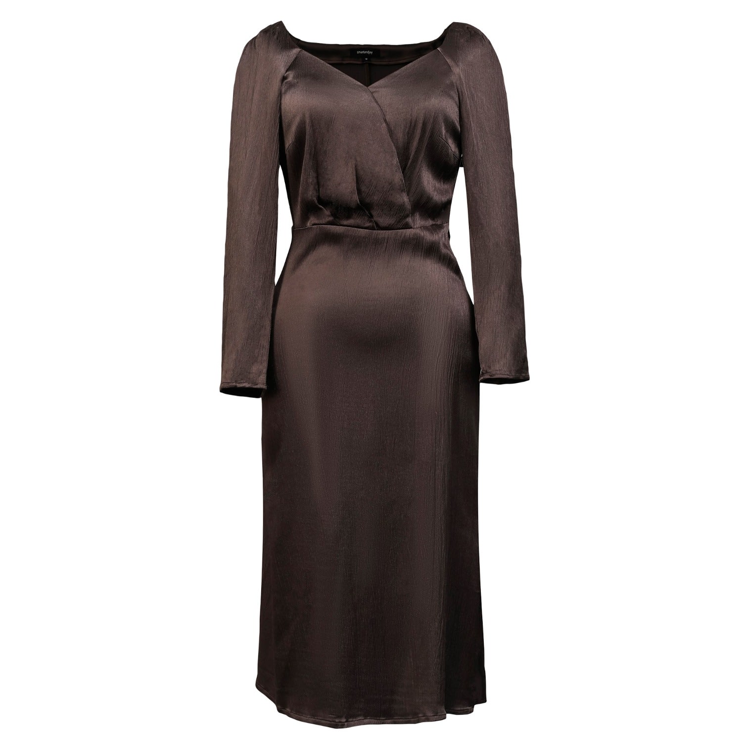 Smart And Joy Women's Heart Cleavage Satin Dress - Brown In Brown