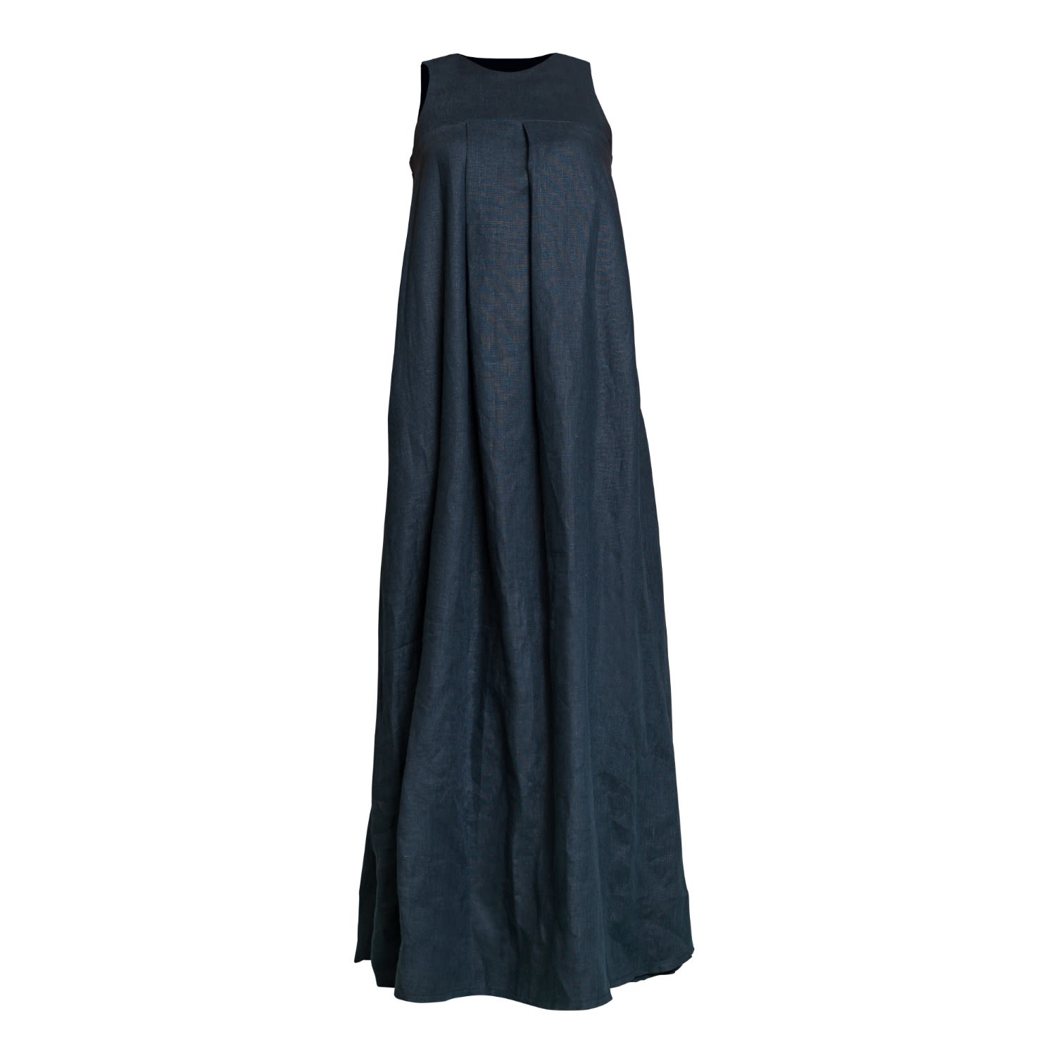 Women’s Sleeveless Linen Maxi Abaya Dress With Pockets In Blue Extra Small Nikka Place