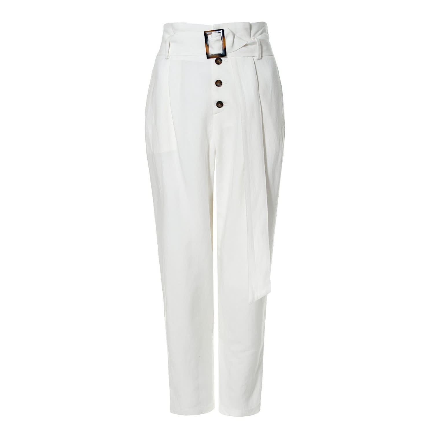 white cut pants