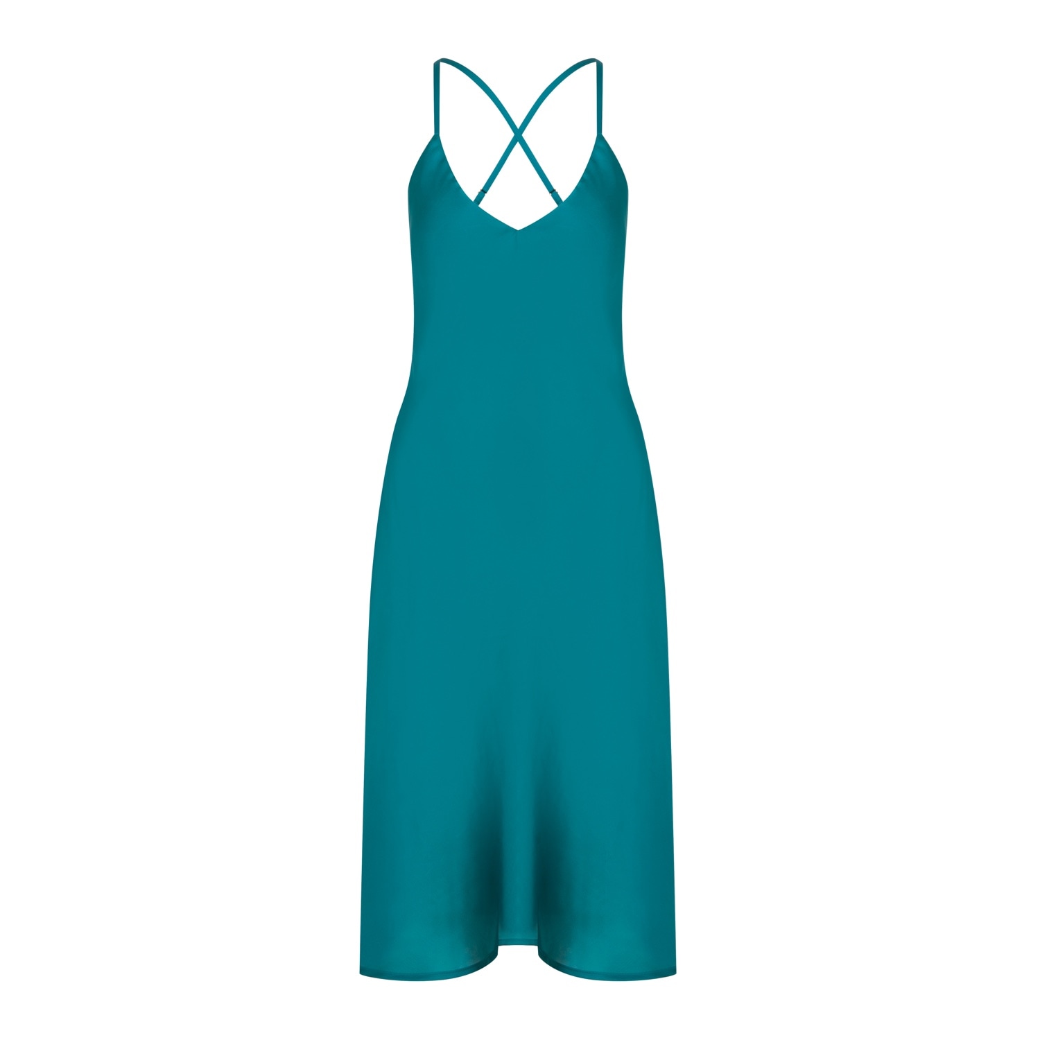 House Of Silk Women's Silky Sateen Slip Dress Emerald Green In Green