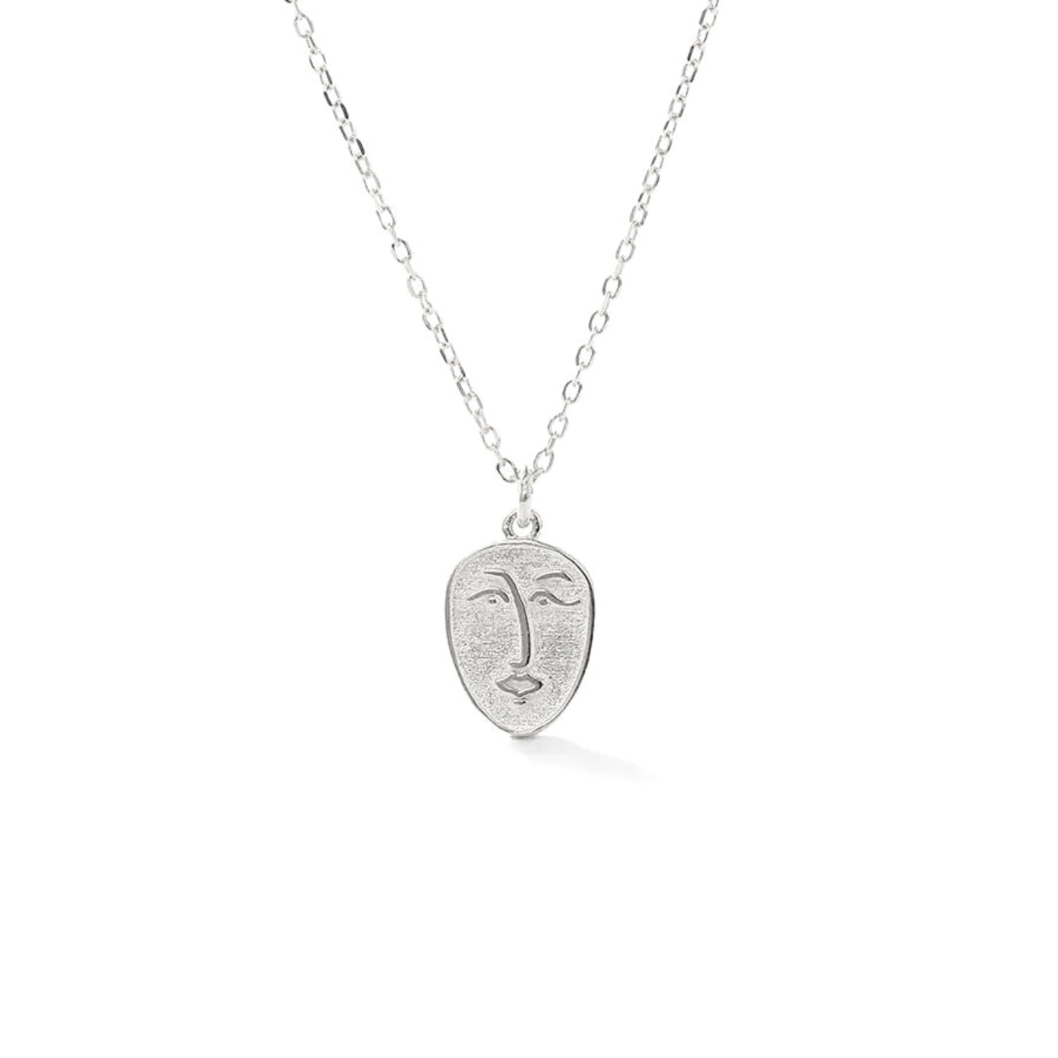 Spero London Women's Abstract Face Monogram Medal Art Sterling Silver Necklace - Silver In Silver