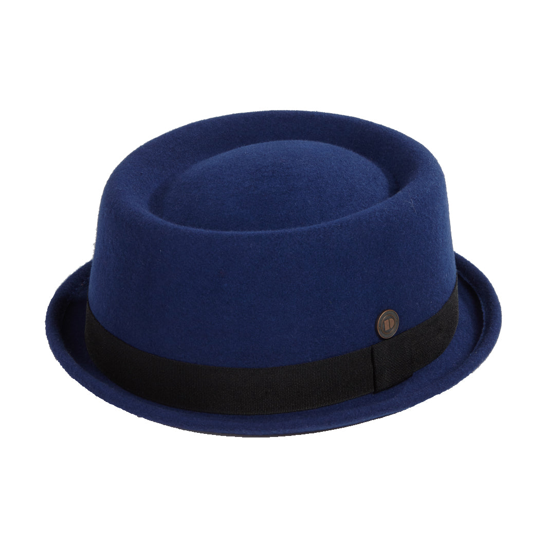 Men's Jack Blue Felt Skimpy Brim Short Brim Rude Boy Mod Style Porkpie Hat | 55Cm | Dasmarca Hats