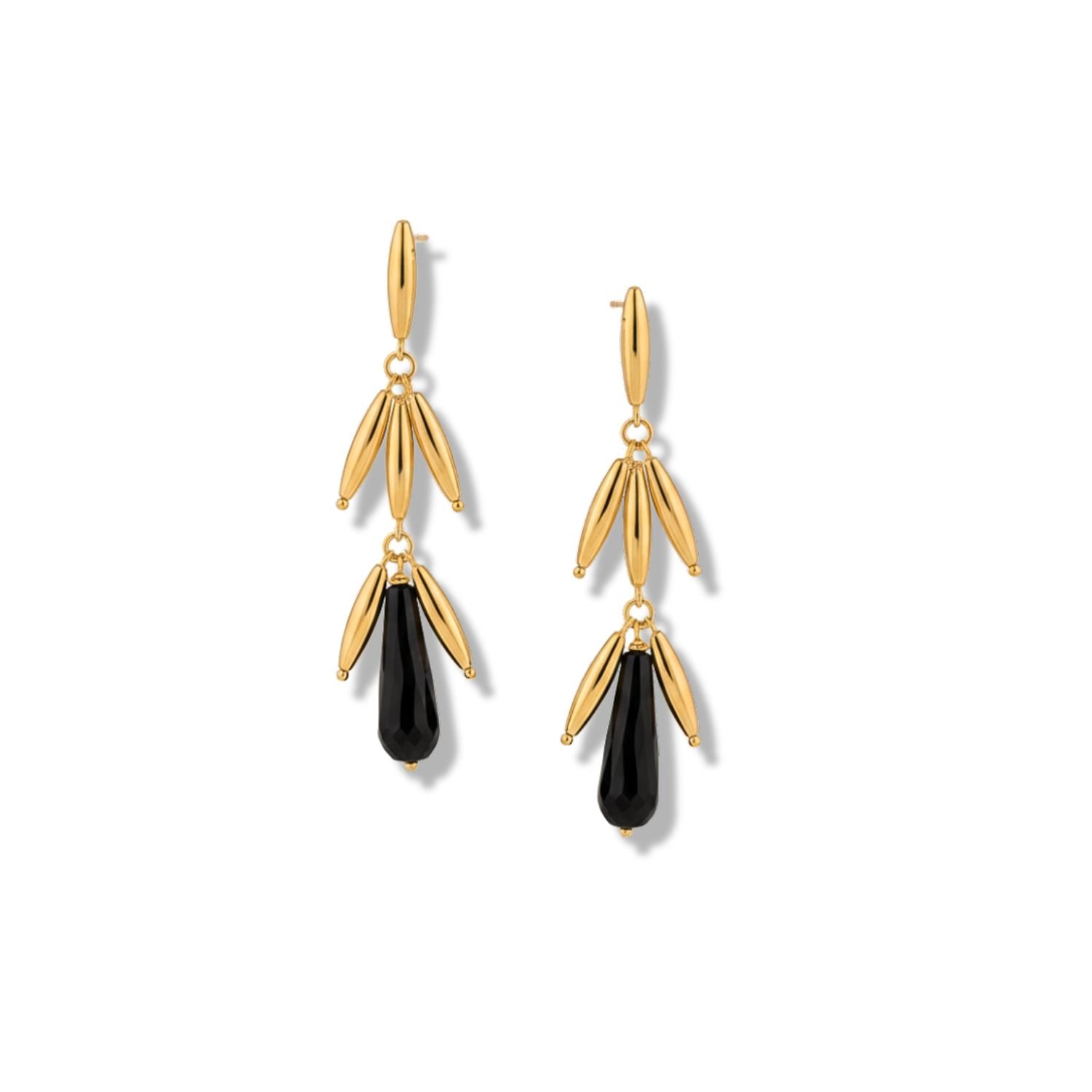 Jaredjamin Women's Gold / Black Wisteria Branch Dangle Earrings In Multi