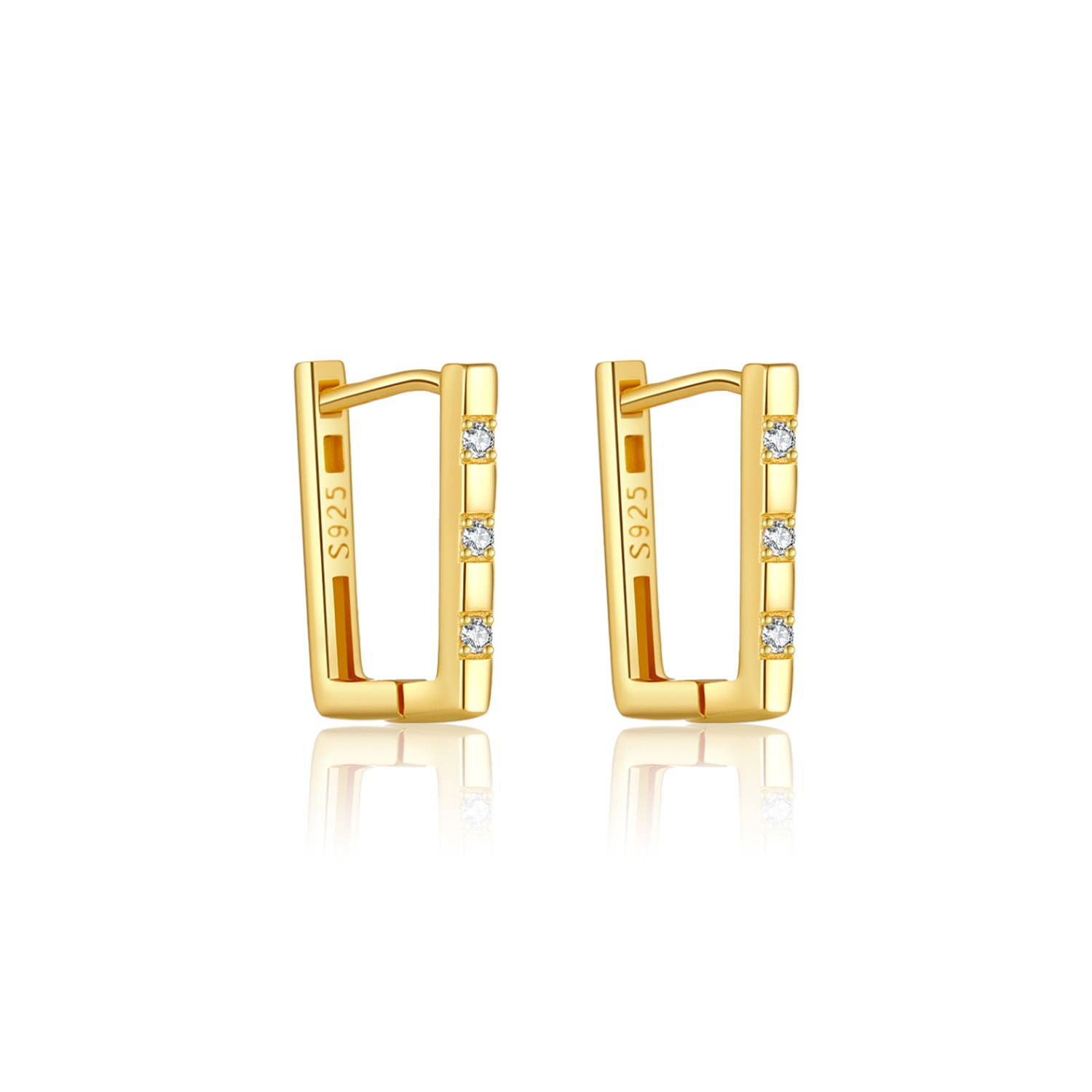 Amoresea Women's Captivating Gold Plated Sterling Silver Zircon Earrings