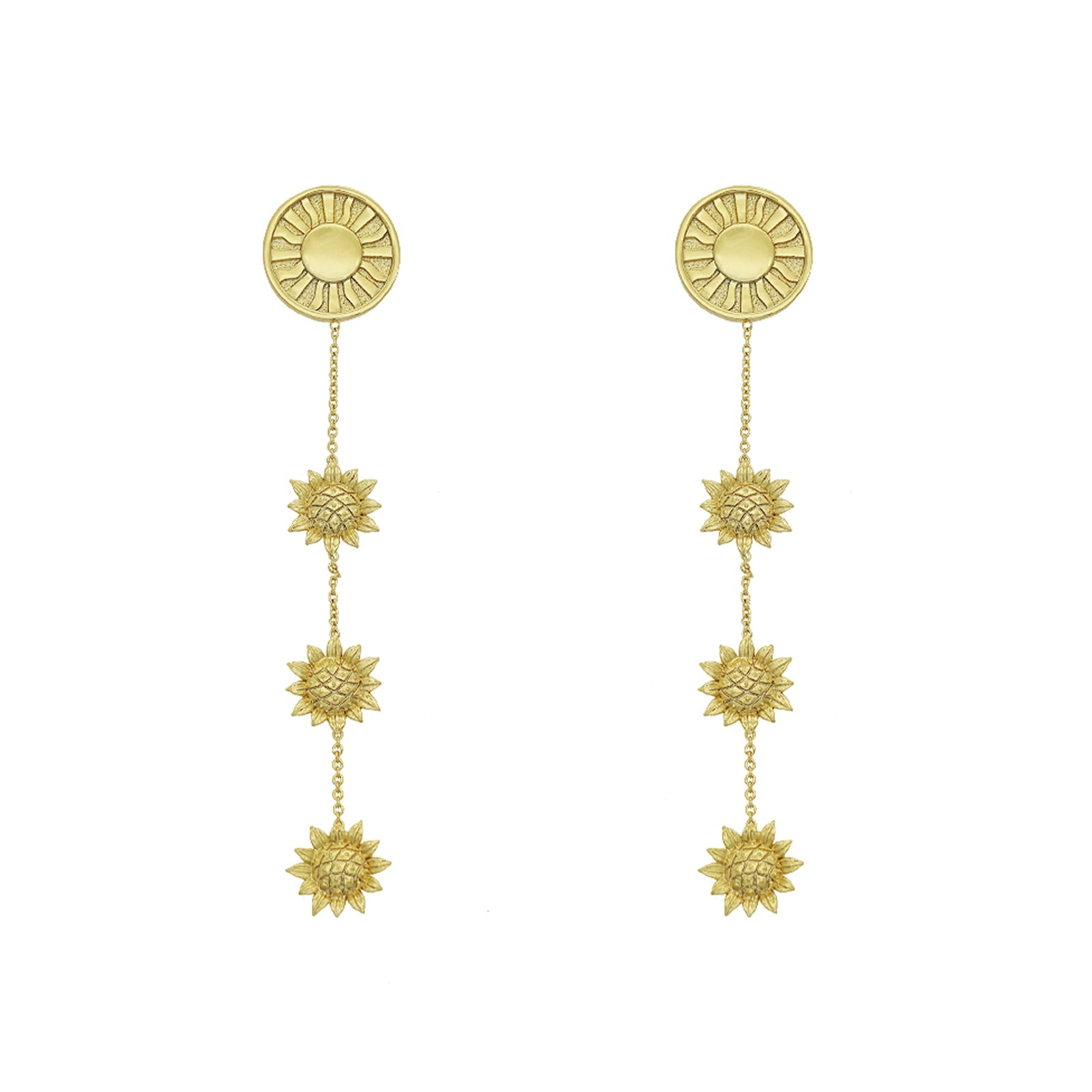 Aurozia Women's Gold Tarot Sun Sunflower Drop Earrings In Gold