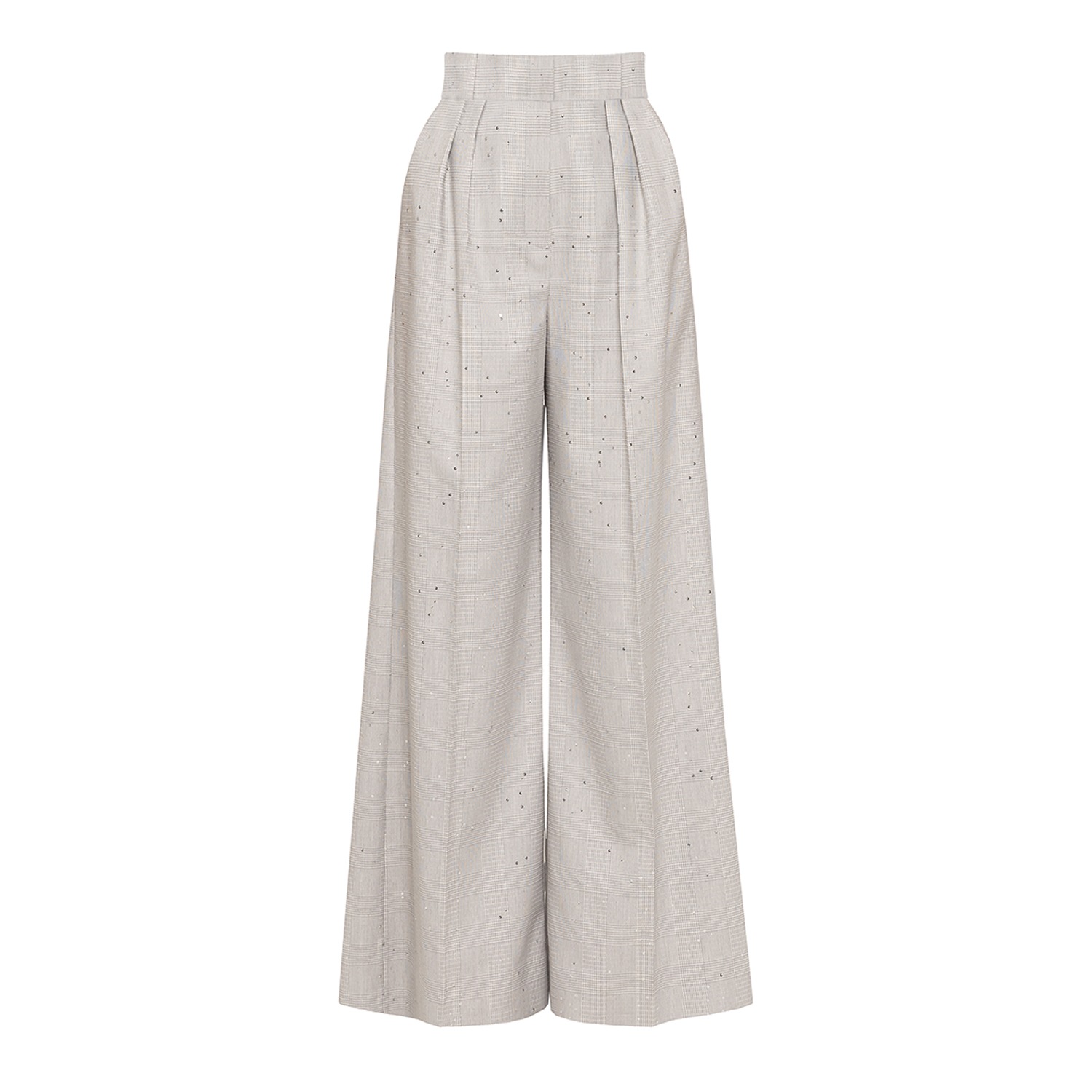 Nissa Women's Grey Embellished Wide-leg Pants