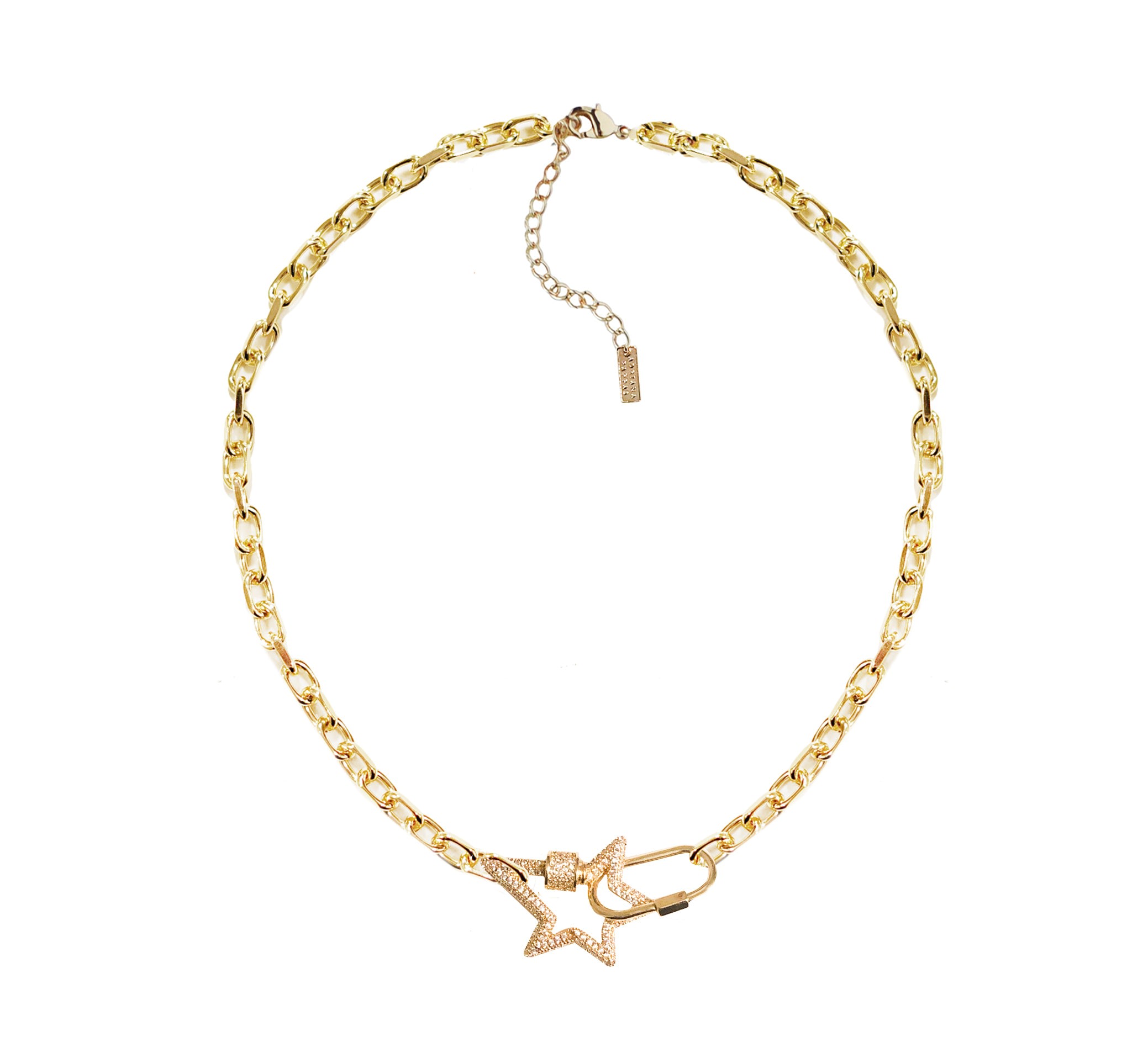 Women’s Gold Rockstar Necklace - Oval Chain Adriana Pappas Designs