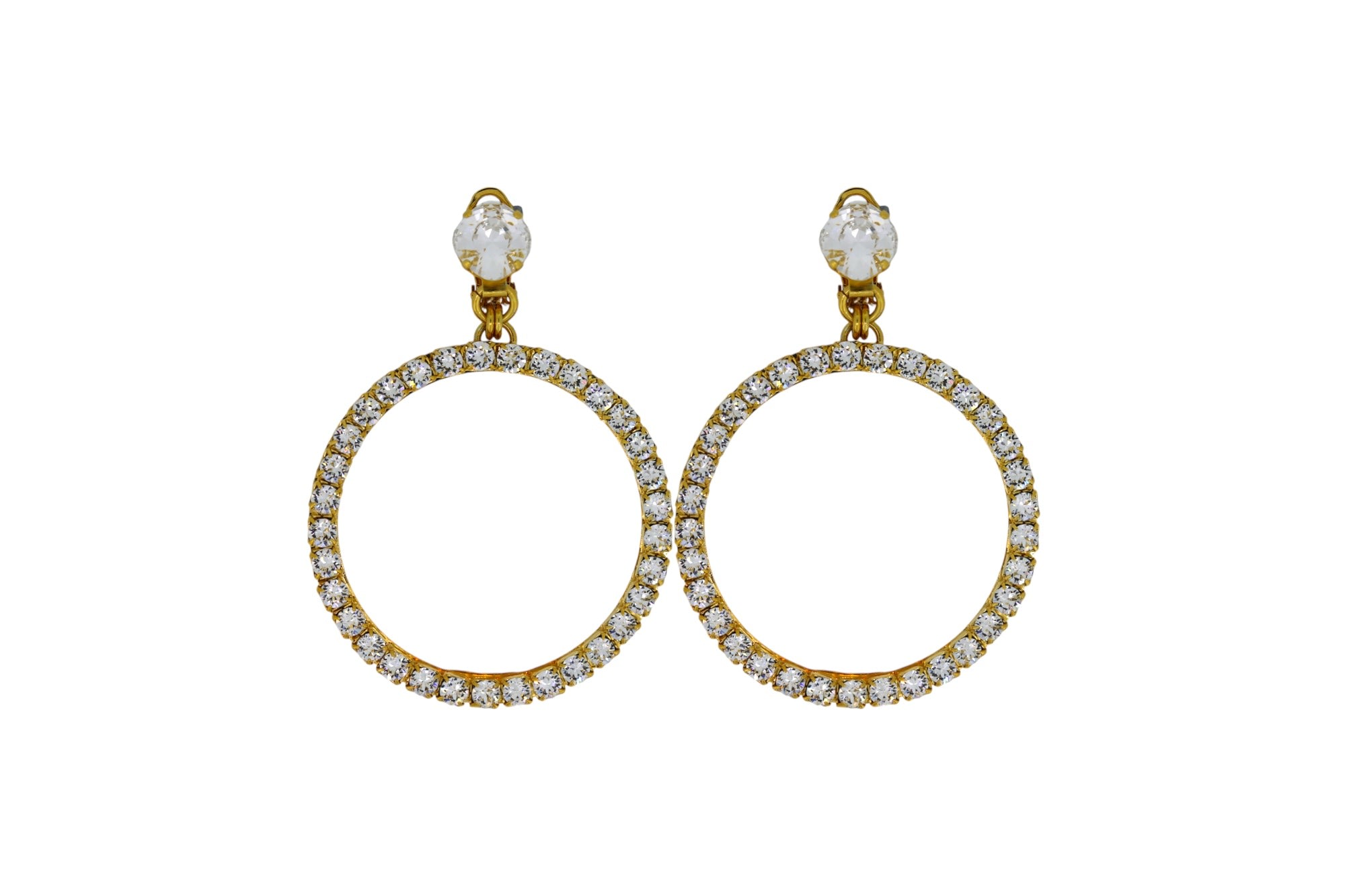 Vickisarge Women's Neutrals The Medium Clear Hoop Earrings In Gold - Clip