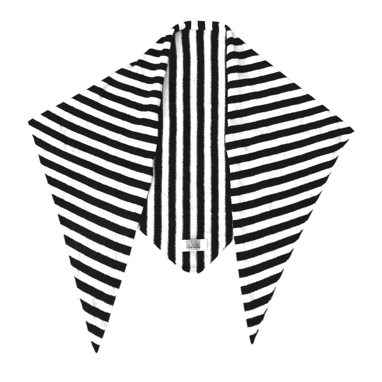 London Atelier Byproduct Women's Black / White Striped Wool Large Triangle Knitted Scarf In Multi