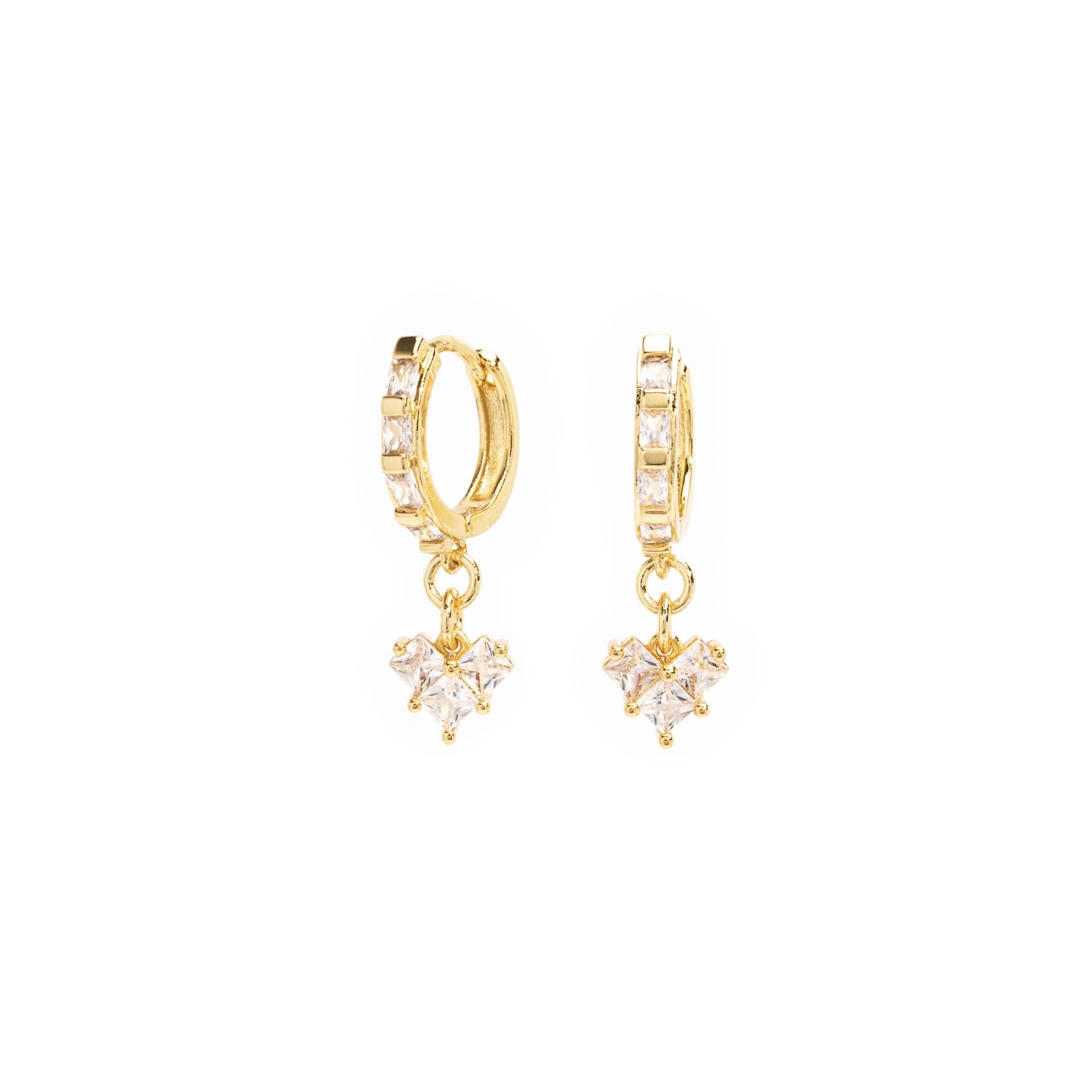 Women’s Heart-Shaped Gold Filled Drop Huggie Earrings The Essential Jewels