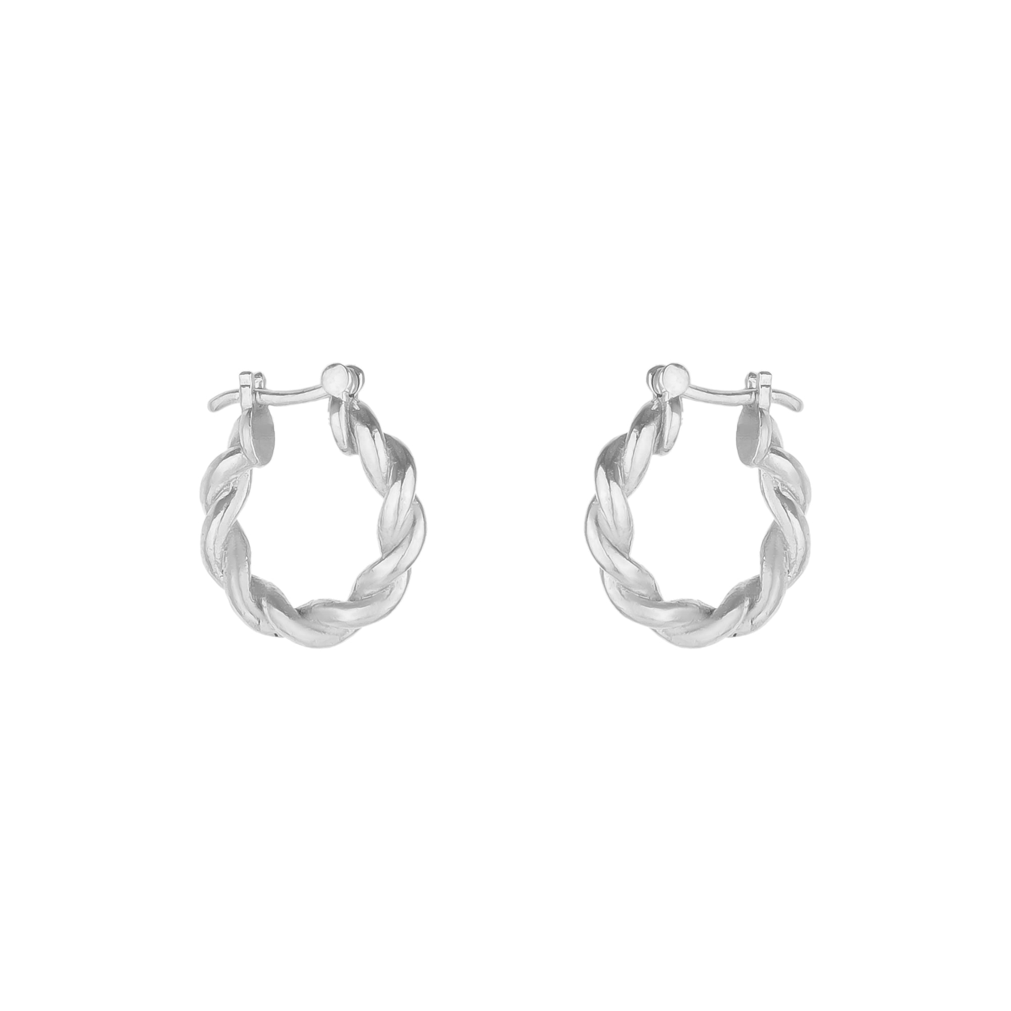 Mejoma Women's Chunky Twisted Silver Hoop Earrings