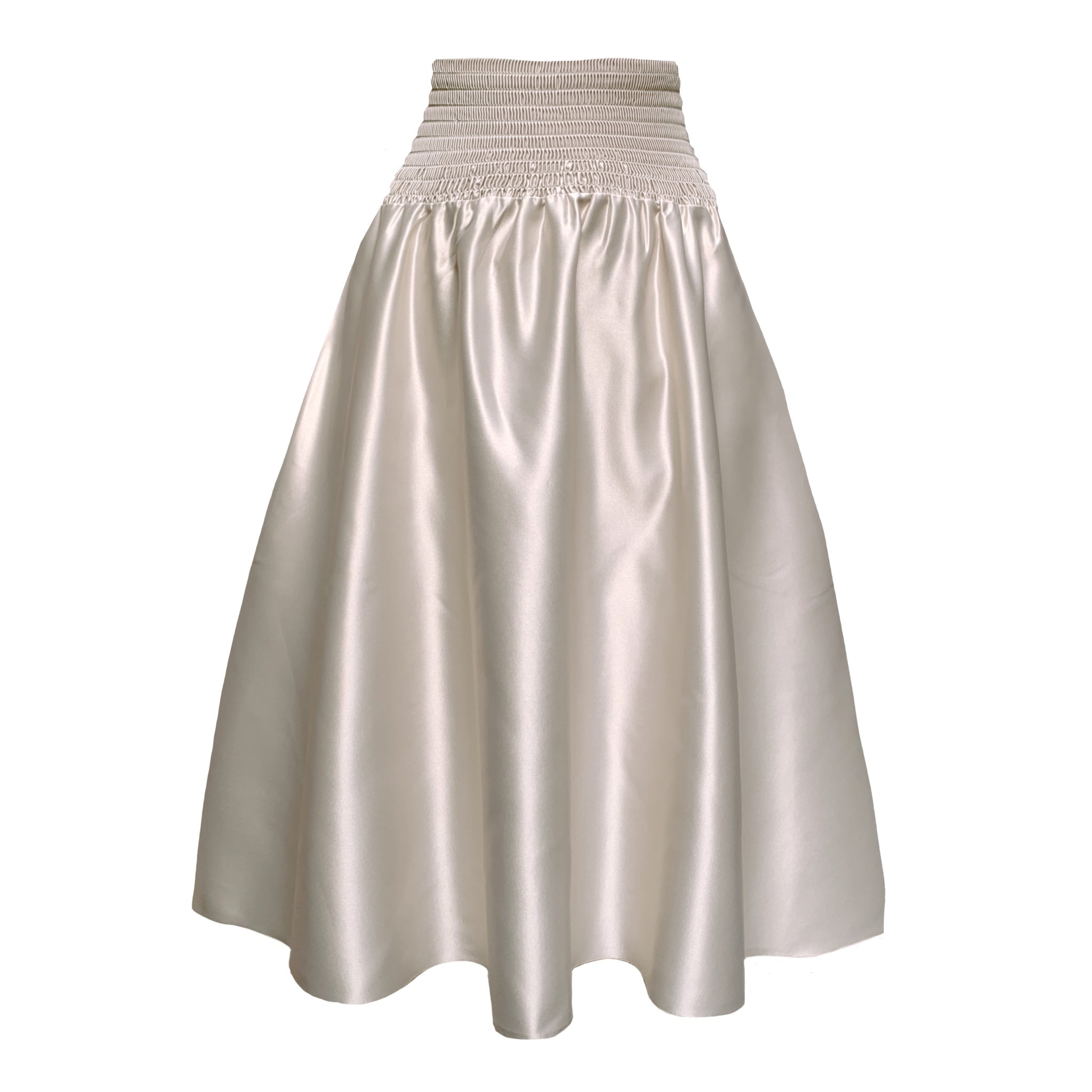 Frock Tales Women's Neutrals Orchid Midi Skirt With Pockets In Champagne Satin