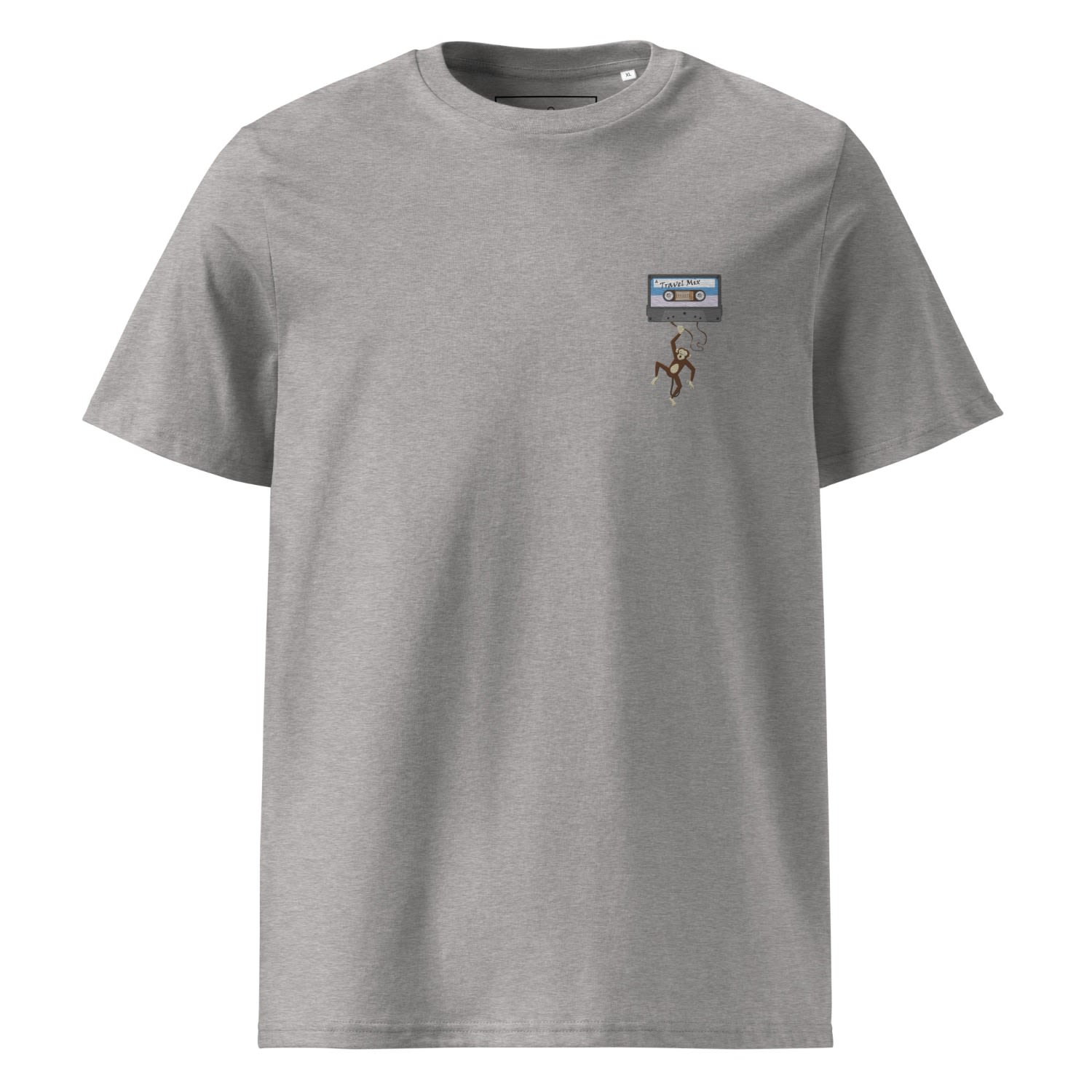 Anchor & Crew Heather Grey Cassette Monkey Organic Cotton Embroidered T-shirt - Men In Grey