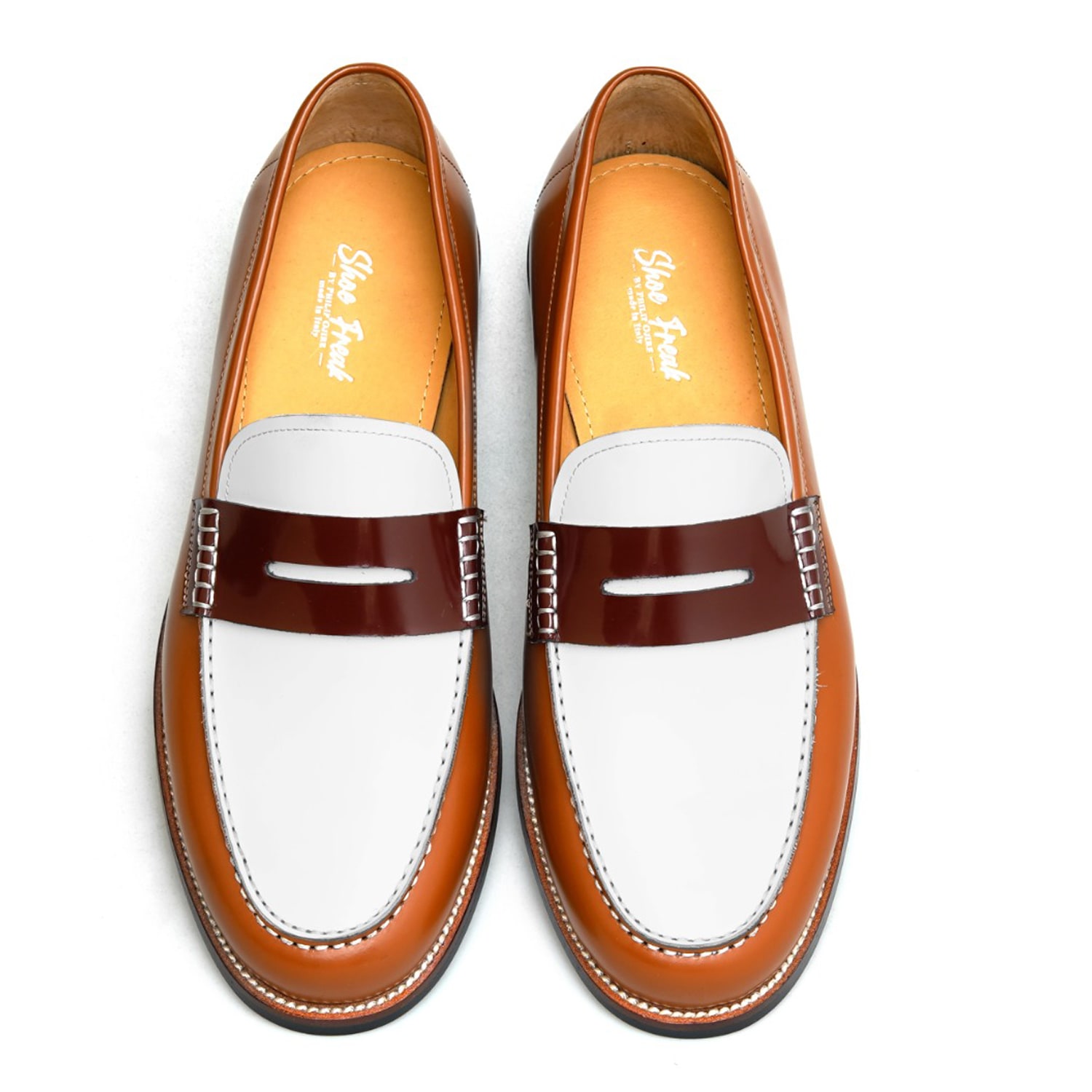 Freak Vault Men's Brown / White Brown  Penny Loafers In Multi