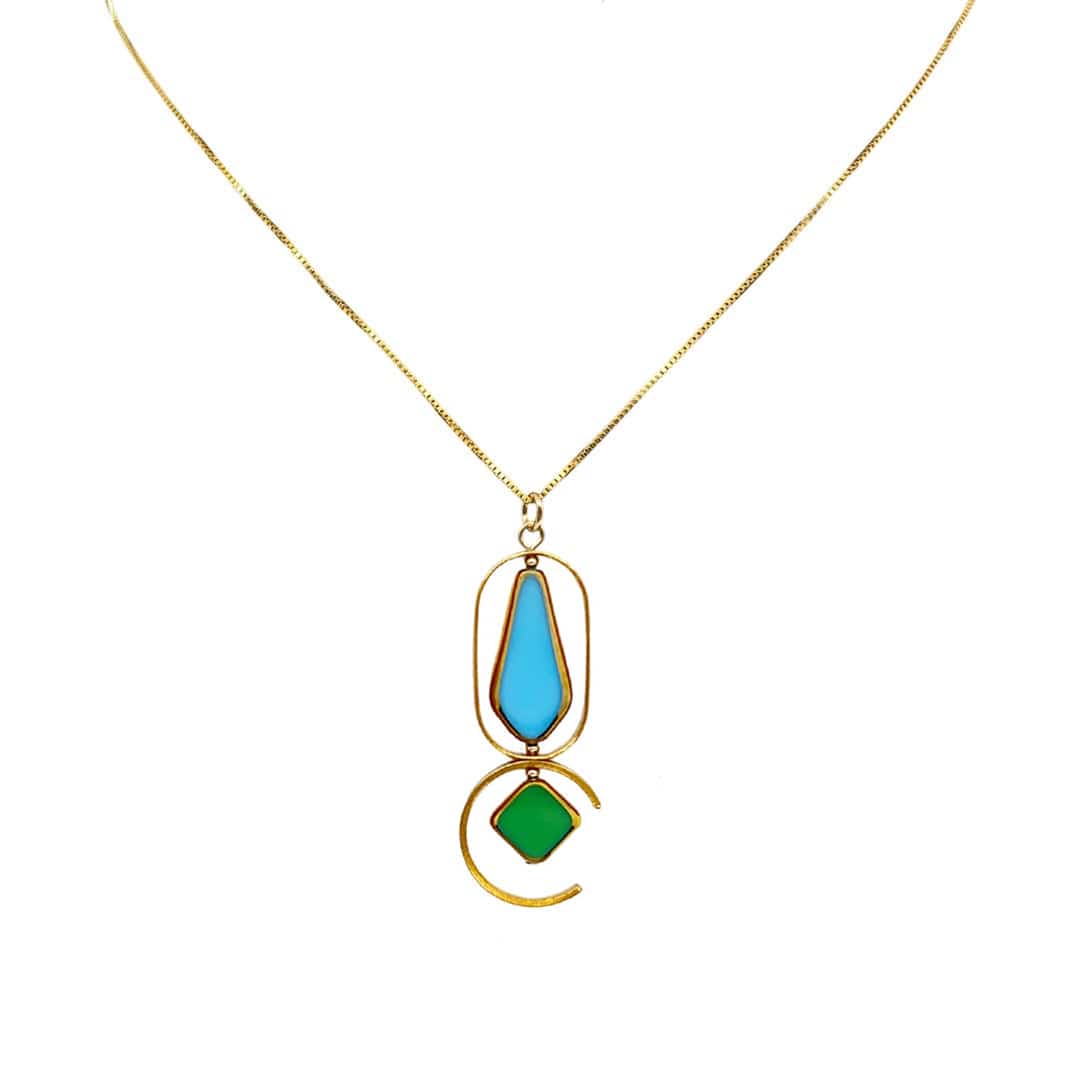 Women’s Green / Blue Blue And Green Art Deco Necklace Aracheli Studio