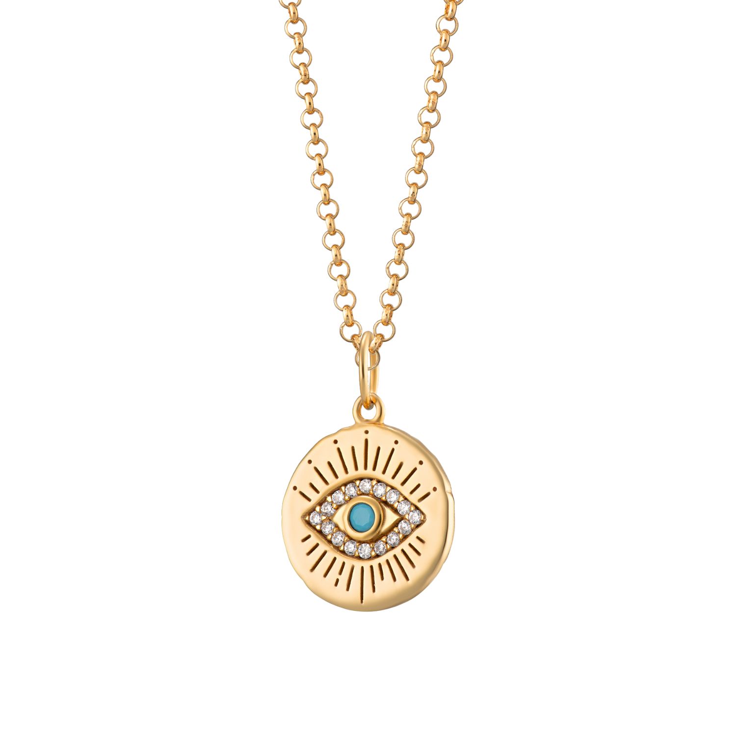 Scream Pretty Women's Gold / Blue Gold Evil Eye Pendant Necklace